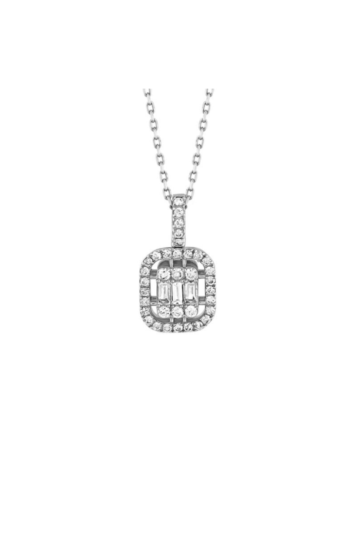 EnginGold 0.42ct Pırlanta Baget Kolye