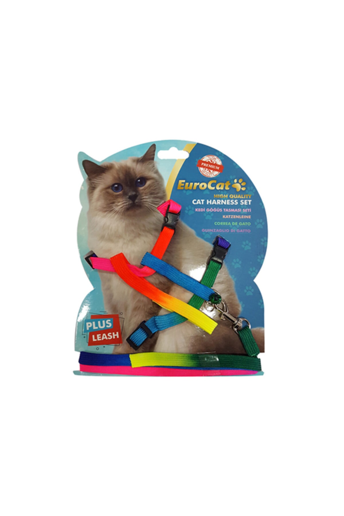 Durbuldum Eurocat Kedi Göğüs Tasması Gökkuşağı Desenli