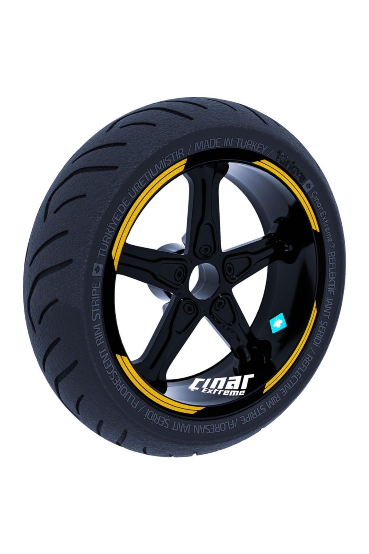 Çınar Extreme Double Stripe Tasarımlı Yaldızlı Gold Jant Şeridi Sticker