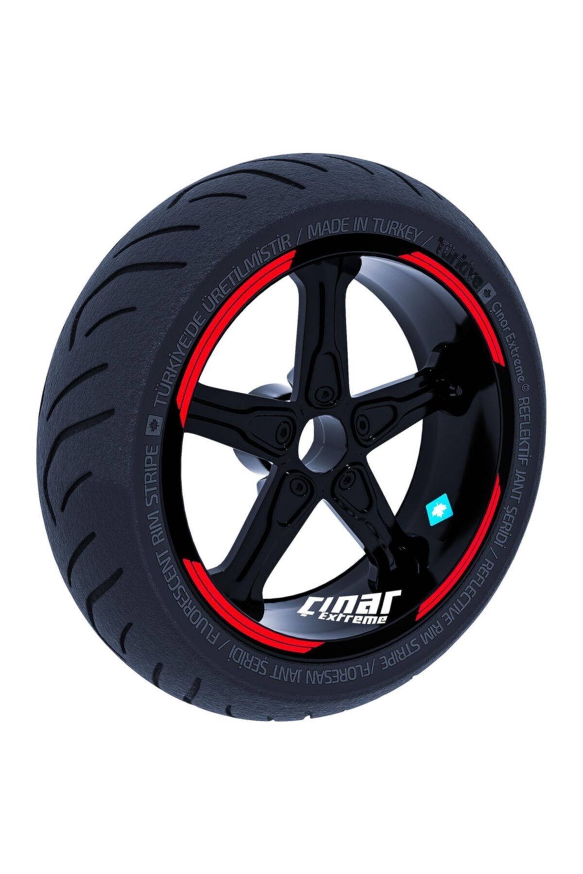 Çınar Extreme Double Stripe Tasarımlı Reflektif Kırmızı Jant Şeridi Sticker