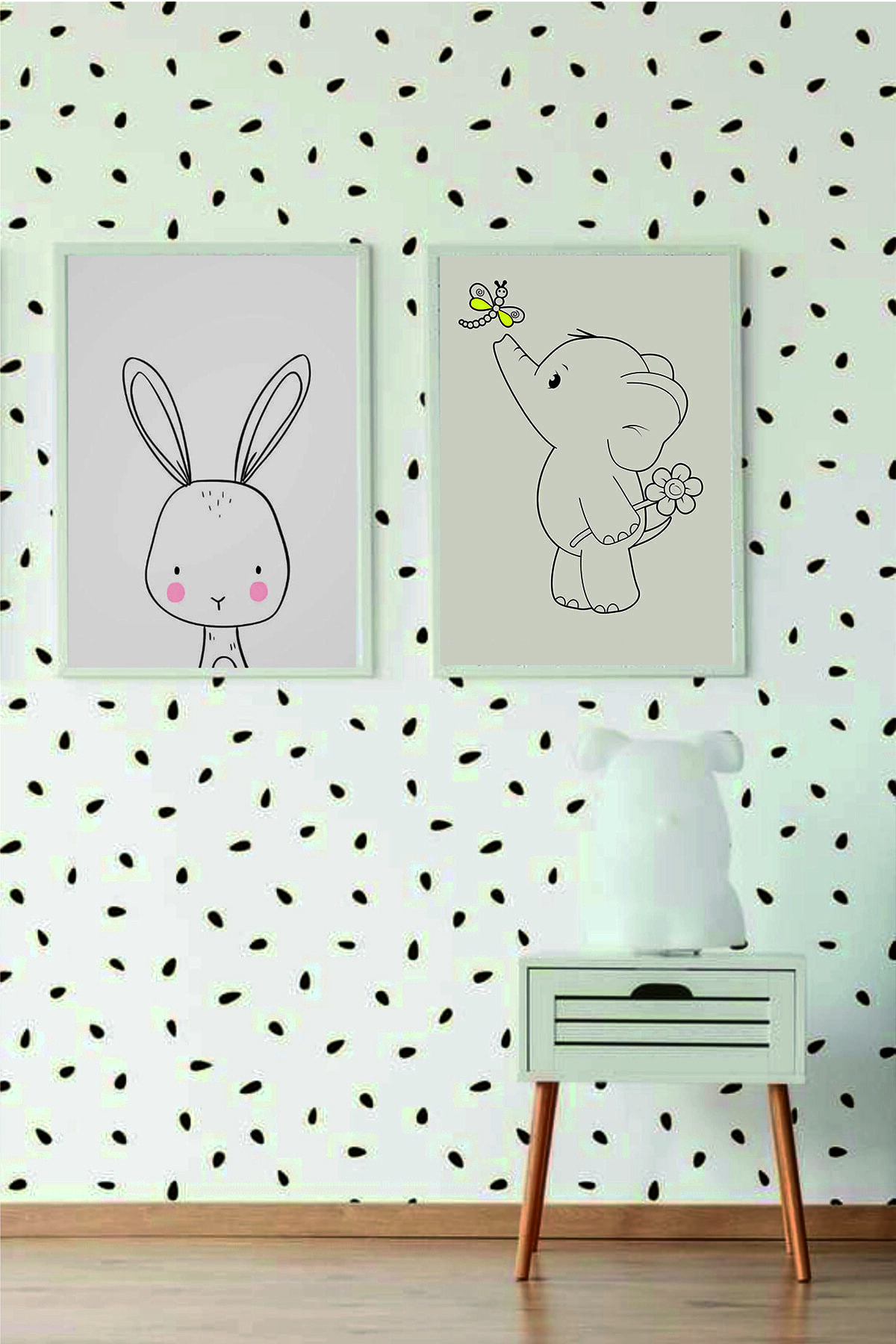 Dekolive Tasarım Siyah Damla Figür Çocuk Odası Sticker (96 Adet)