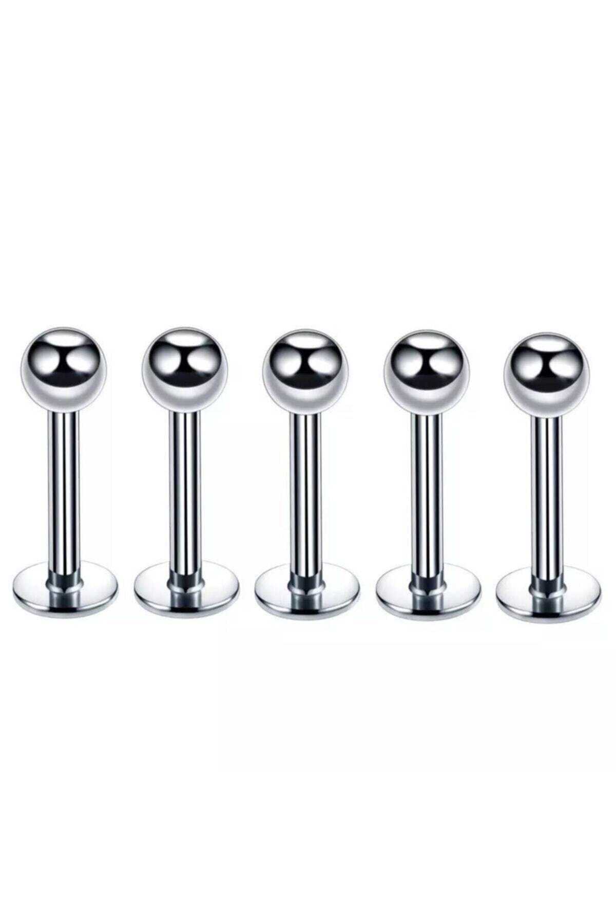 Naz aksesuar Kadın 316l Cerrahi Çelik Gümüş Renk 5li Set Tragus Helix Piercing