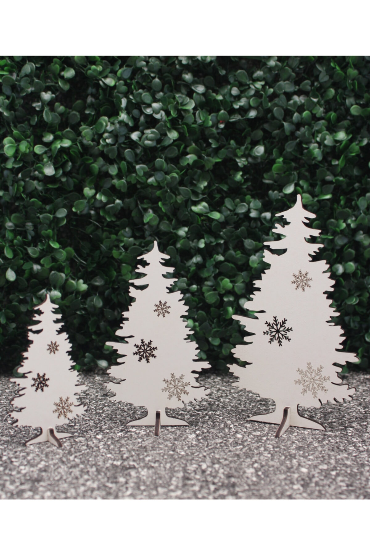Lora Wedding 9-12-15cm Üç Boy Minyatür Ahşap Yılbaşı Ağacı (demonte)
