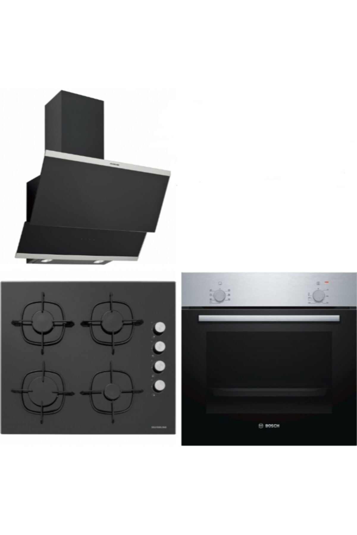 Bosch Hbf010br1t & Silverline 3420 Classy & Silverline Cs5335b01 3 Lü Karma Ankastre Set