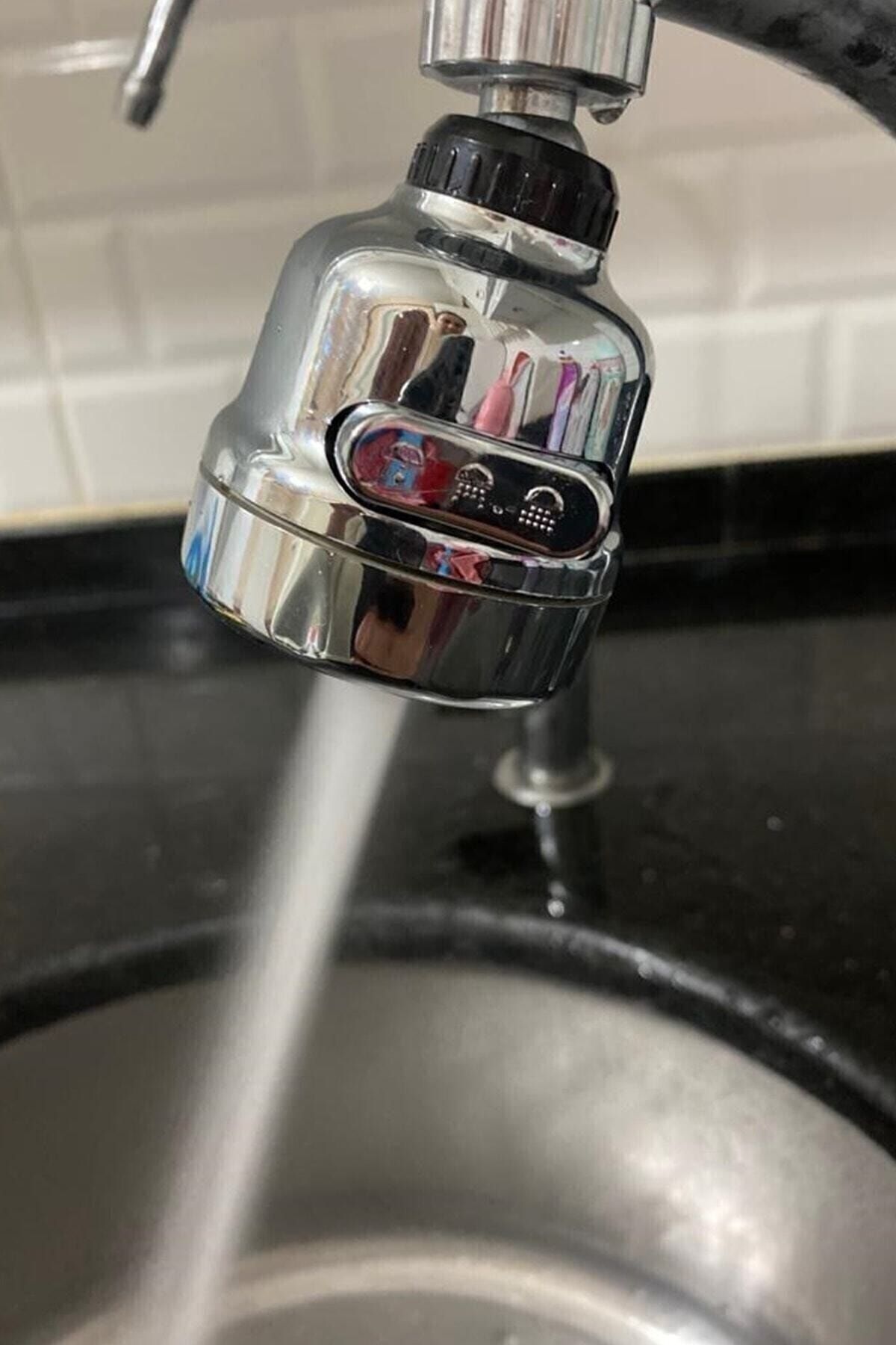 ulbay home collection Krom 3 Fonksiyonlu Mutfak Lavabo Başlığı 360 Derece Döner Musluk Ucu