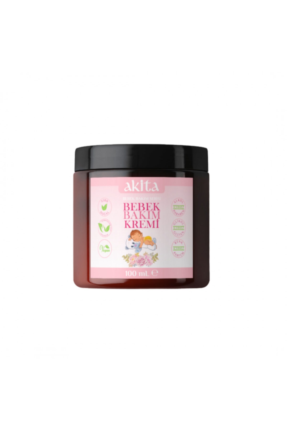 Akita % 100 Doğal Bebek Bakım Kremi Gül 100ml
