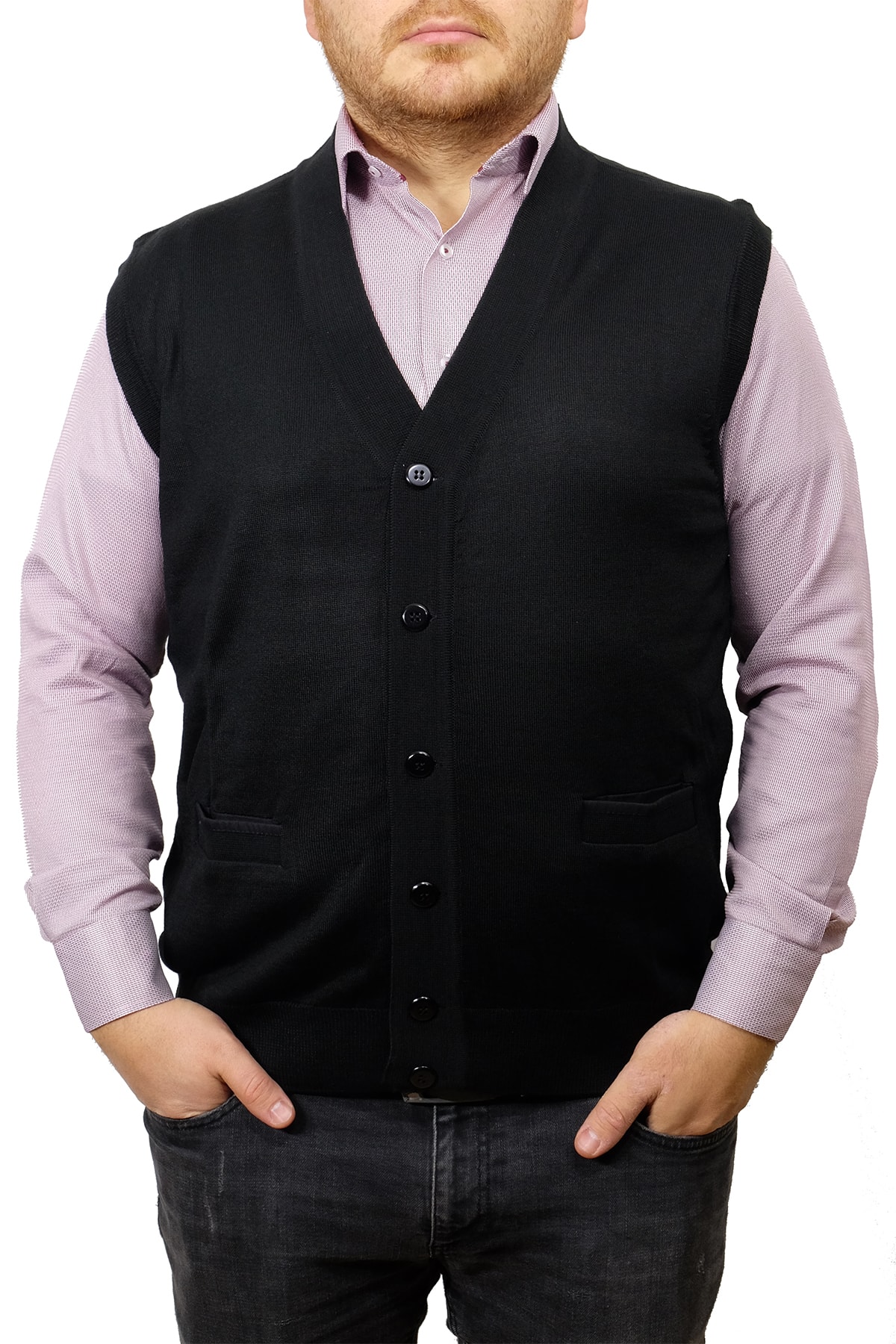 mhd Bros Önden Düğmeli Cepli V Yaka Triko Süveter