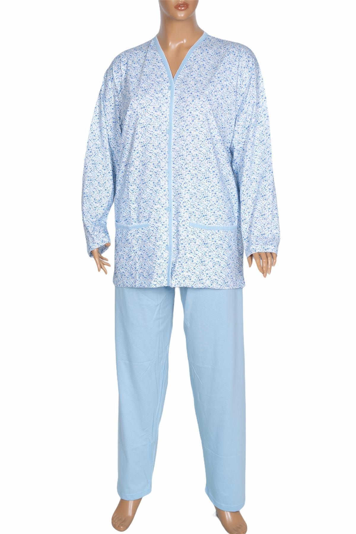 Aydoğan Kadın Şirin Battal Tam Düğmeli Açık Mavi Pijama