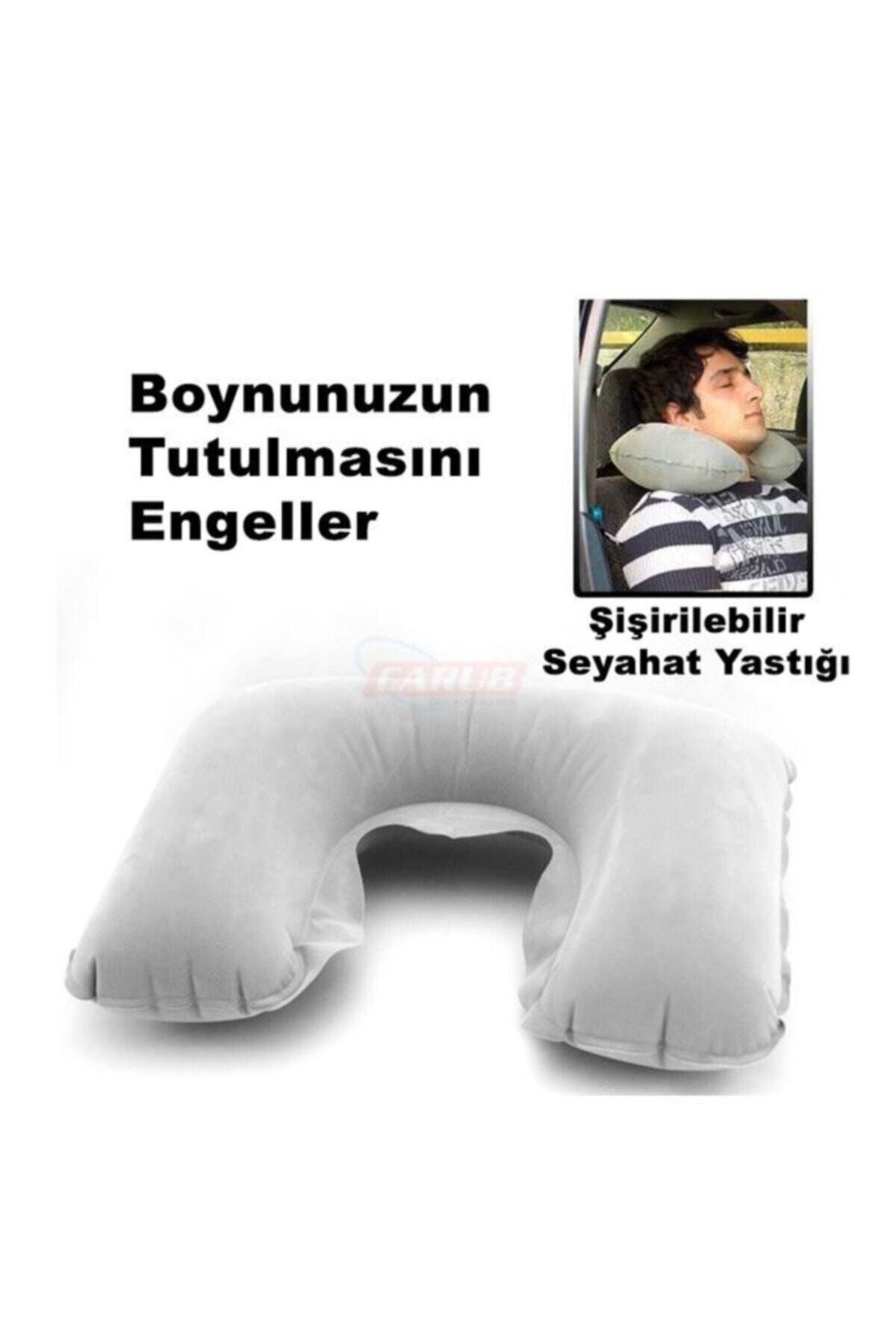 Carub Seyahat Boyun Desteği Şişirilebilir Gri