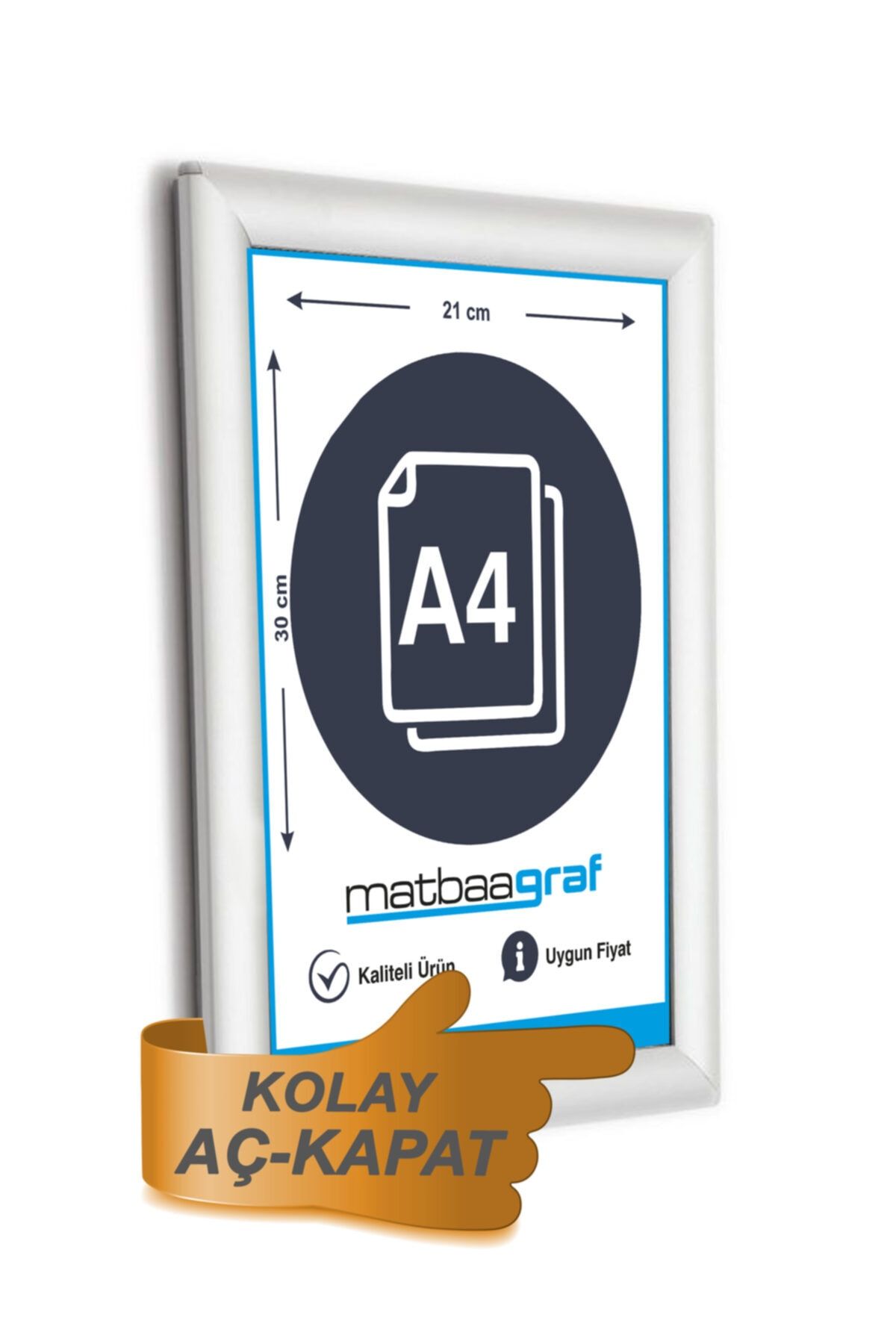 Matbaagraf A4 Açılır Kapanır Alüminyum Gönye Çerçeve 21×30 Cm
