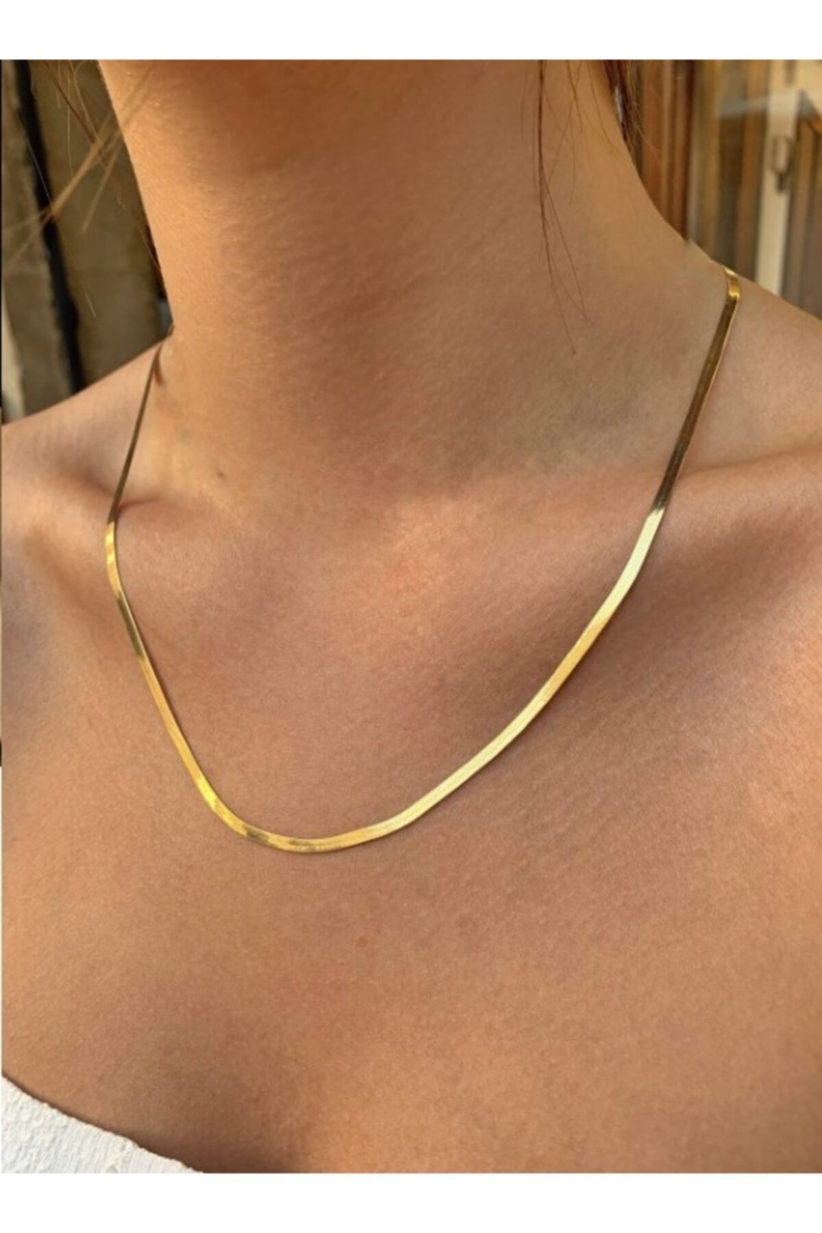 Bayar Gold 14 Ayar Altın Italyan Yassı Ezme Kolye