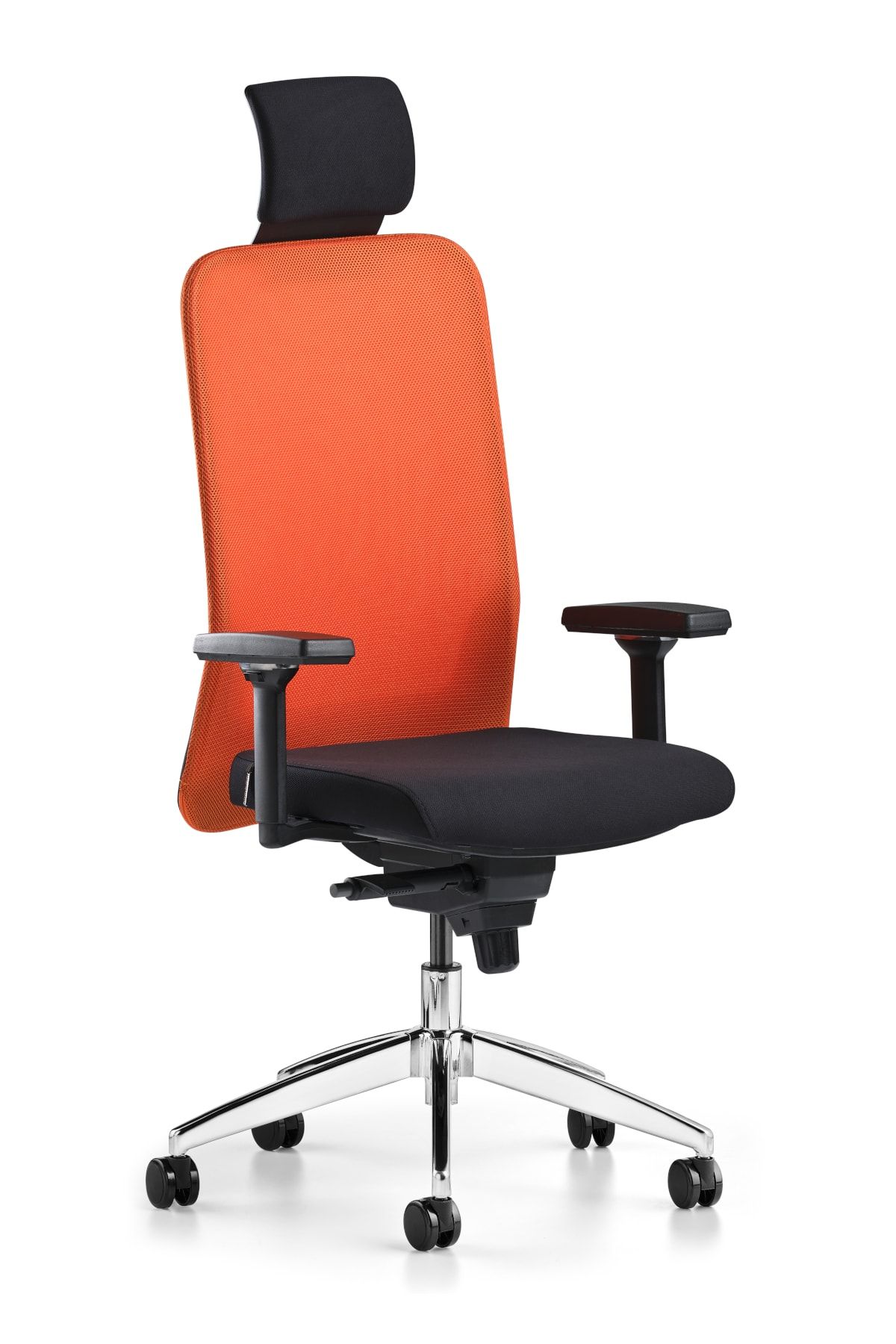 Bürotime Comfy Başlıklı Çalışma Koltuğu 3d Kol Alüminyum Ayak  Turuncu Siyah