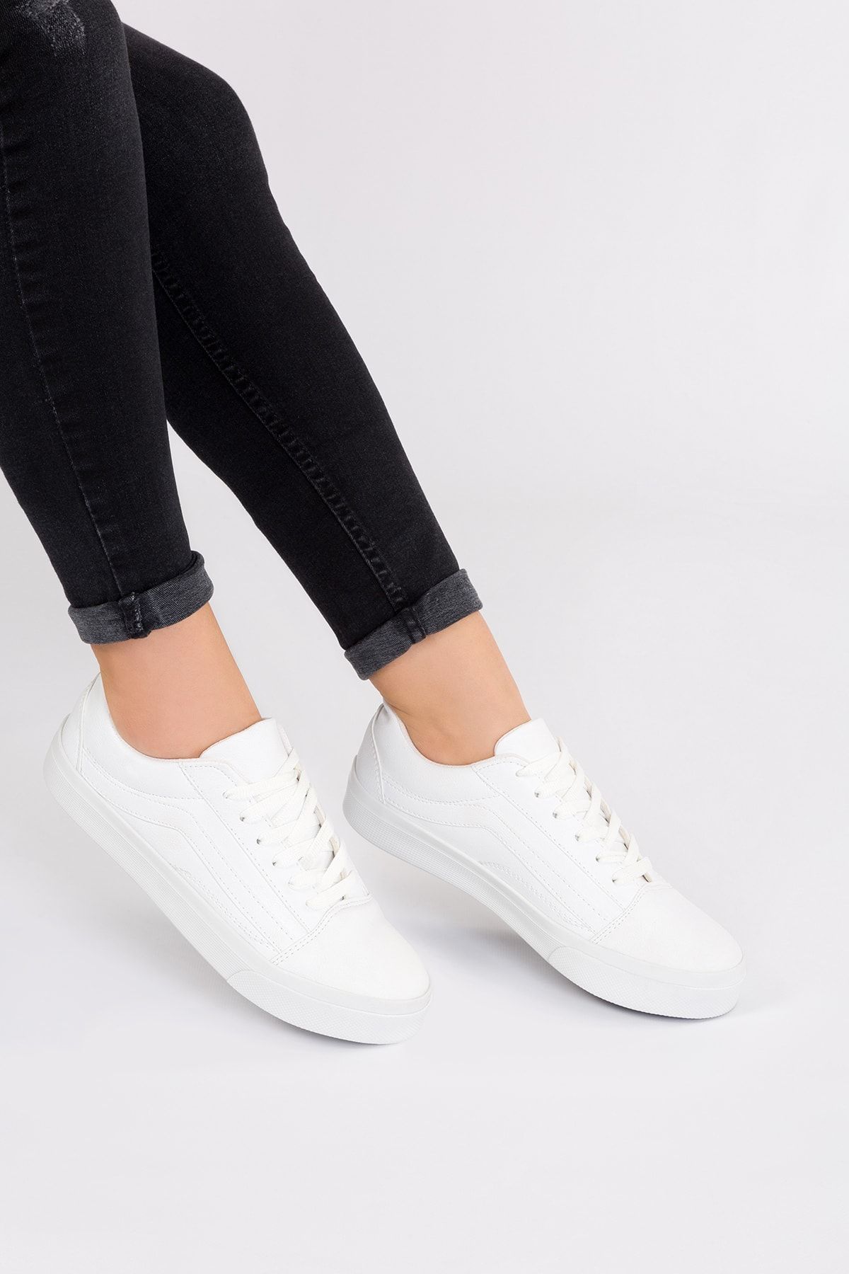 ESPARDİLE Unisex Cilt Günlük Spor Ayakkabı Beyaz