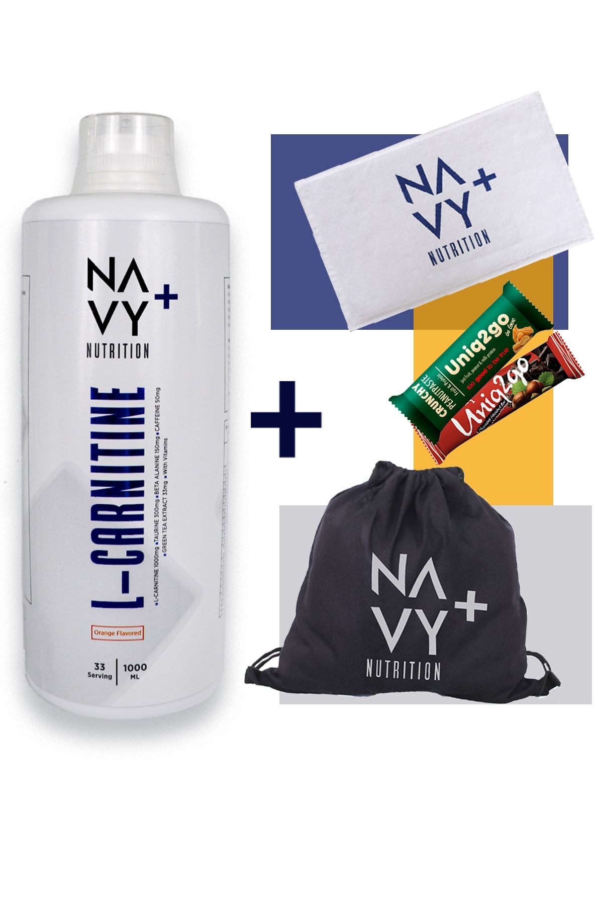 Navy Plus Nutrition L-carnitine 1000 Ml Portakal Aroma+askılı Çanta+antrenman Havlusu+2x Protein Bar Yağ Yakıcı Karnitin