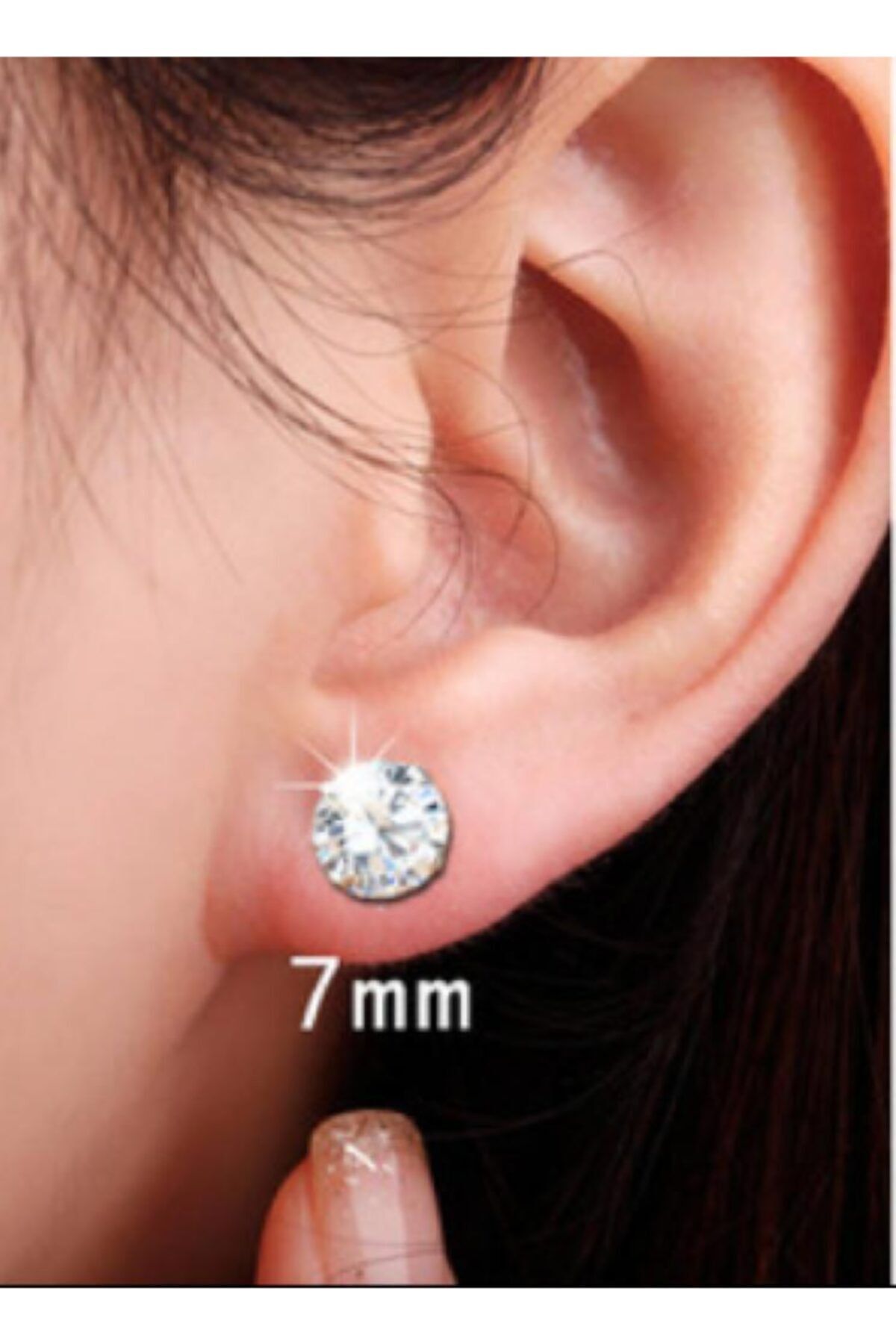 BERCHINE Unisex Beyaz Zirkon 925 Ayar Gümüş Küpe 7 mm
