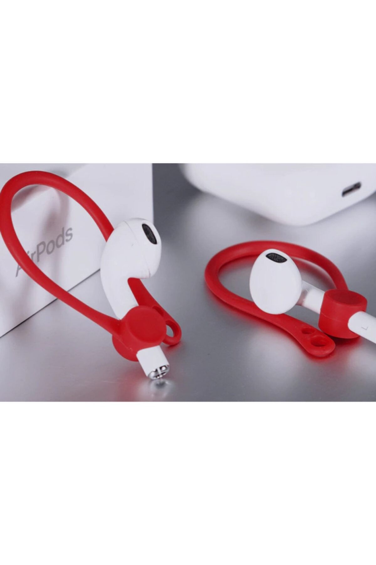 Tiegem Airpods 1-2 Nesil Uyumlu Kulaklık Çengeli Kırmızı Renk