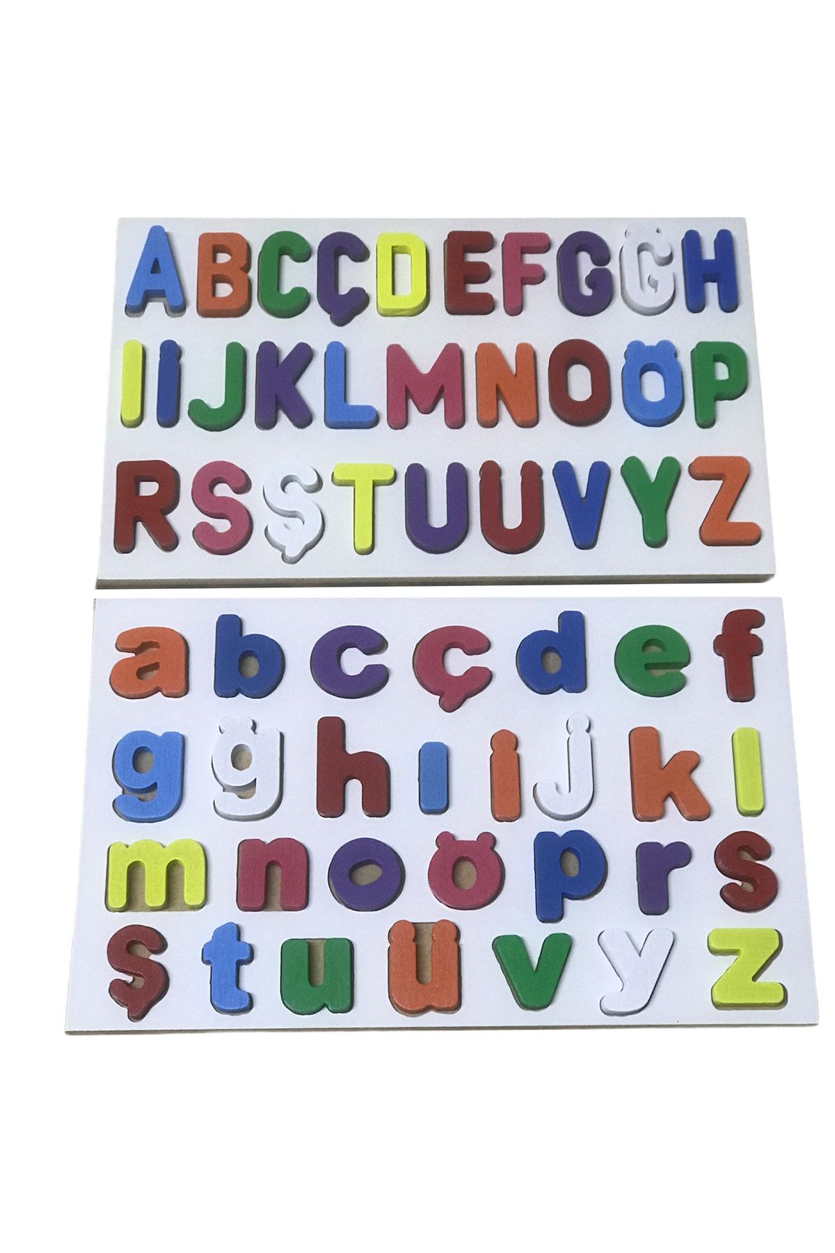 NiceTech Ahşap Türkçe Küçük Ve Büyük Harfler Alfabe Bul Tak Eğitici Oyuncak Puzzle Seti