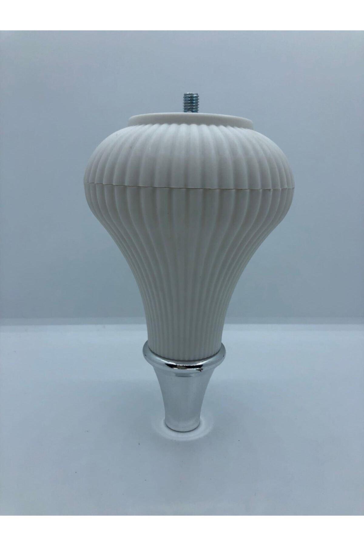 KARAKOÇ Inci, Plastik 17 Cm Beyaz-krom M6 Vidalı Koltuk,baza, Mobilya Ayağı (4 Adet)