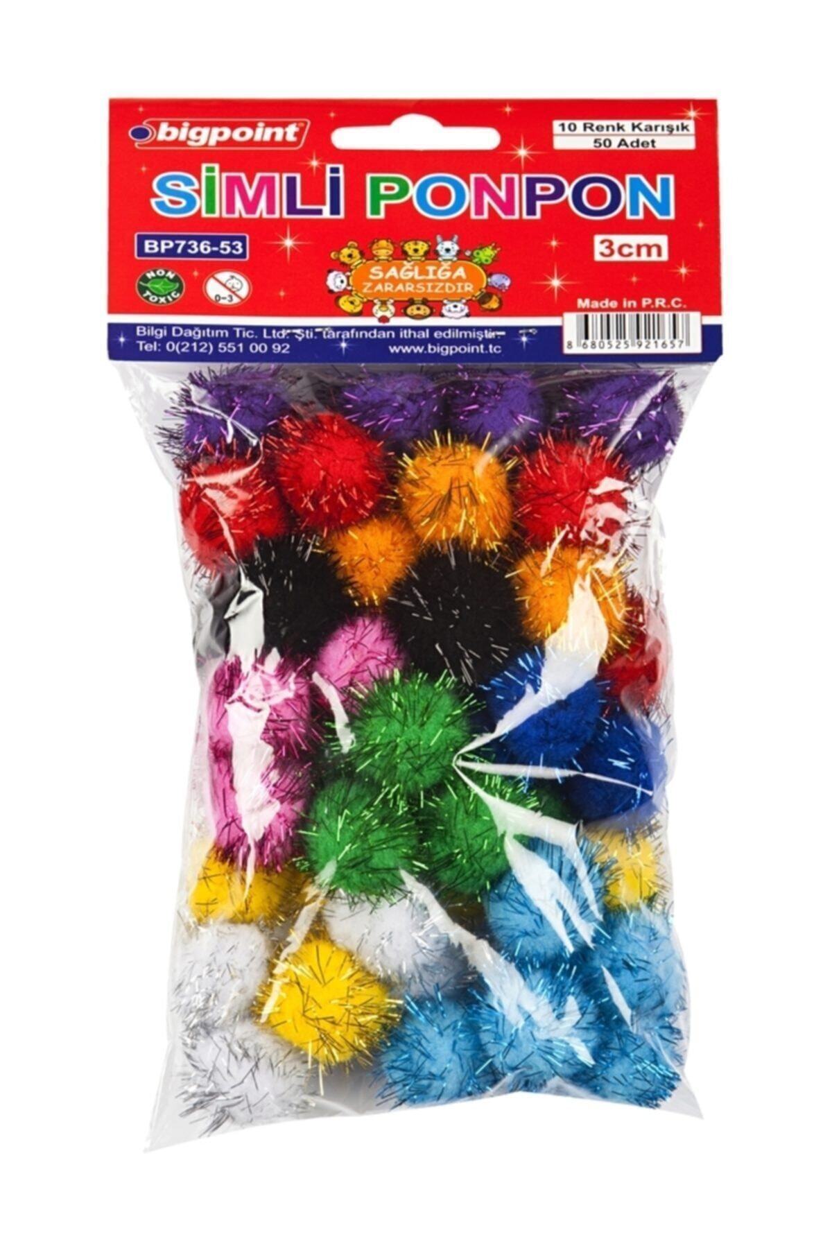 Eshel Ponpon Simli 3 cm 10 Renk / 50'li Poşet