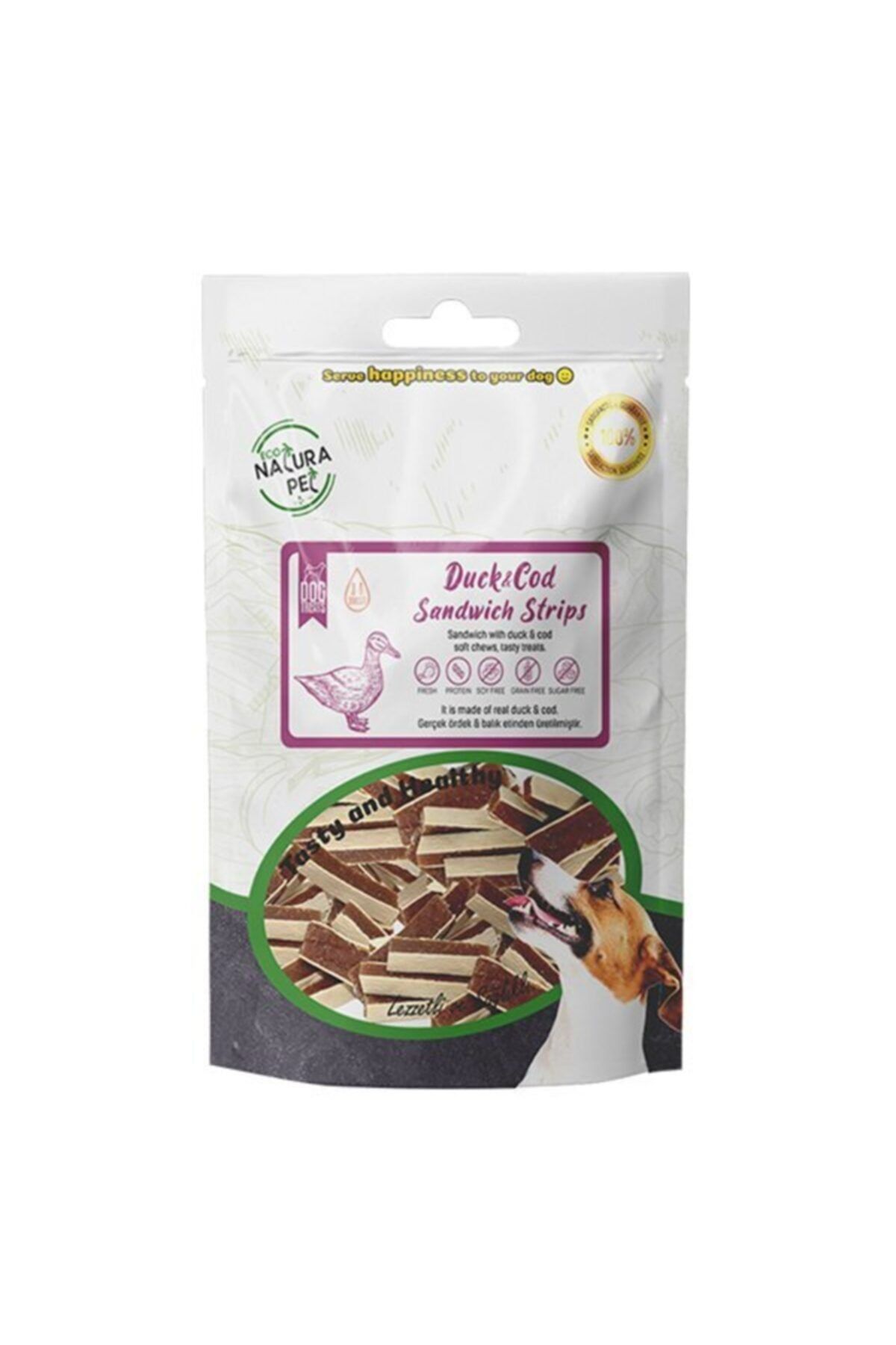 eco natura pet Eco Natura Ördek Etli Ve Morina Balıklı Sandviç Köpek Ödülü 100 gr