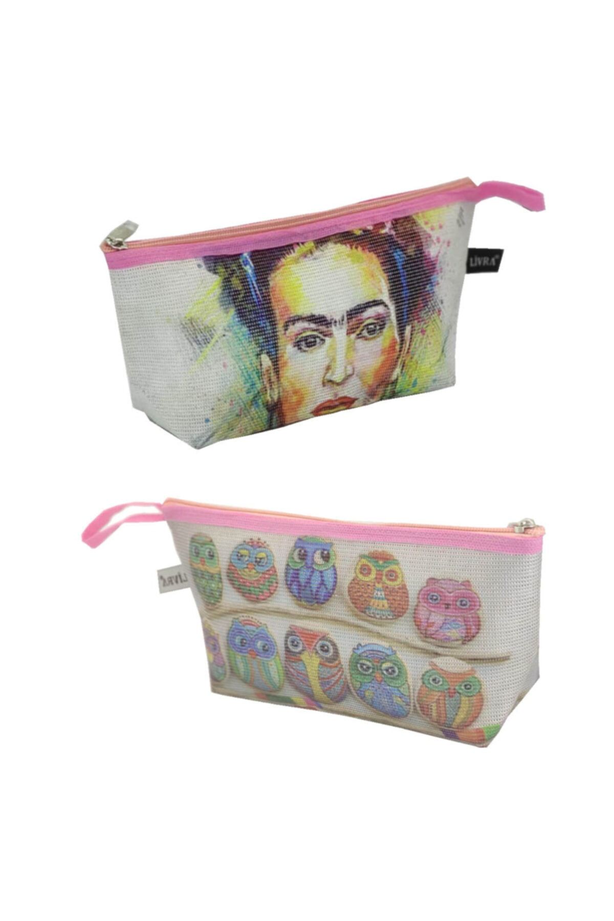 LİVRA Desenli Makyaj Çantası 2 Adet ( No:ü1 - Ü2) (24cm X 11cm X 6cm)