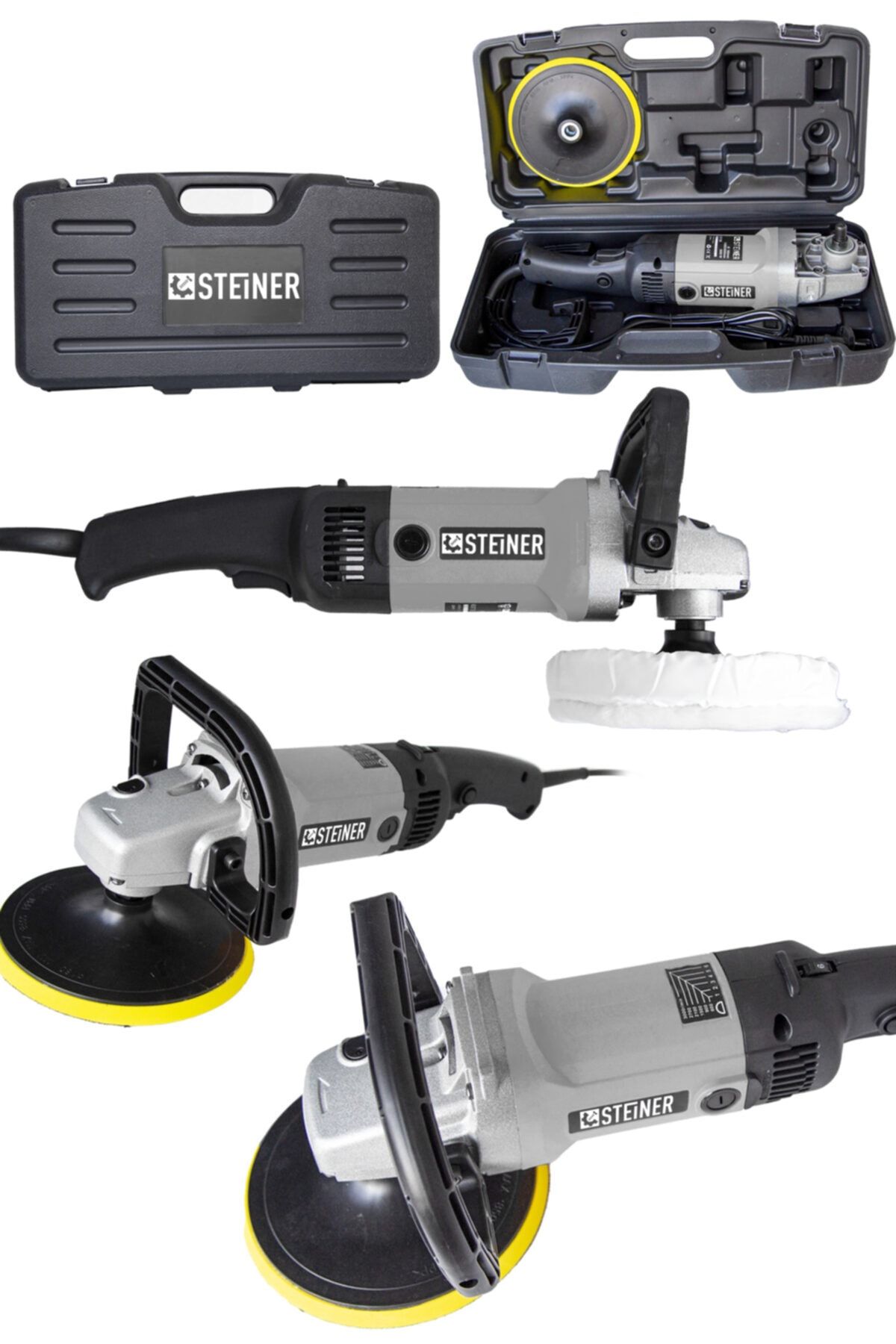 STEİNER Germany Technology 3000 Watt Profesyonel Devir Ayarlı Pasta Cila Polisaj Makinesi Gri