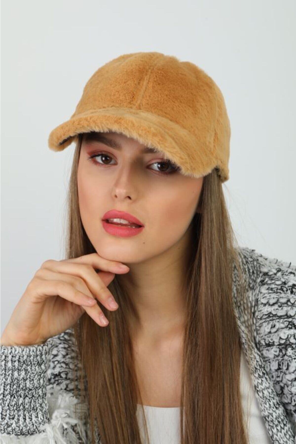 YLondon 13590 Camel Peluş Kep