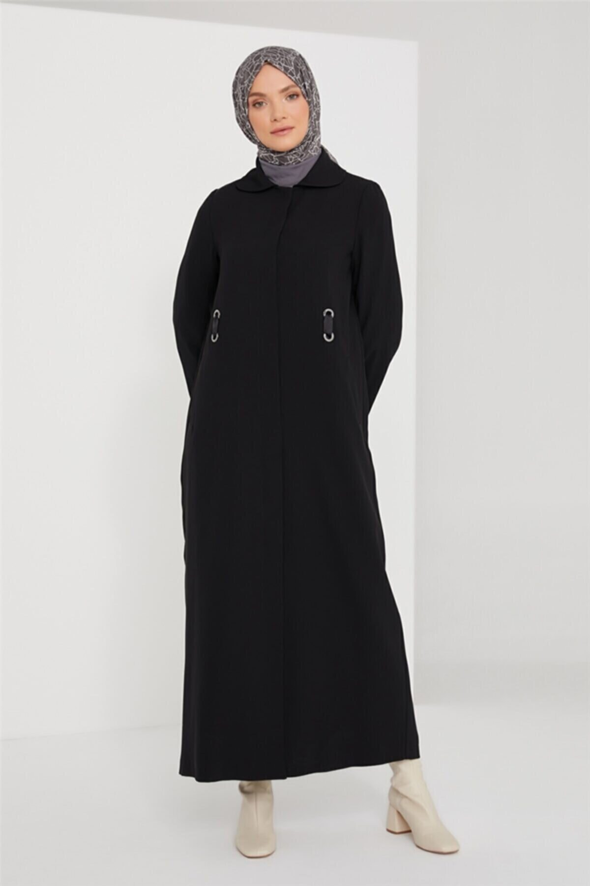 Armine Kuş Gözü Detaylı Klasik Pardesü 21k8605 Siyah