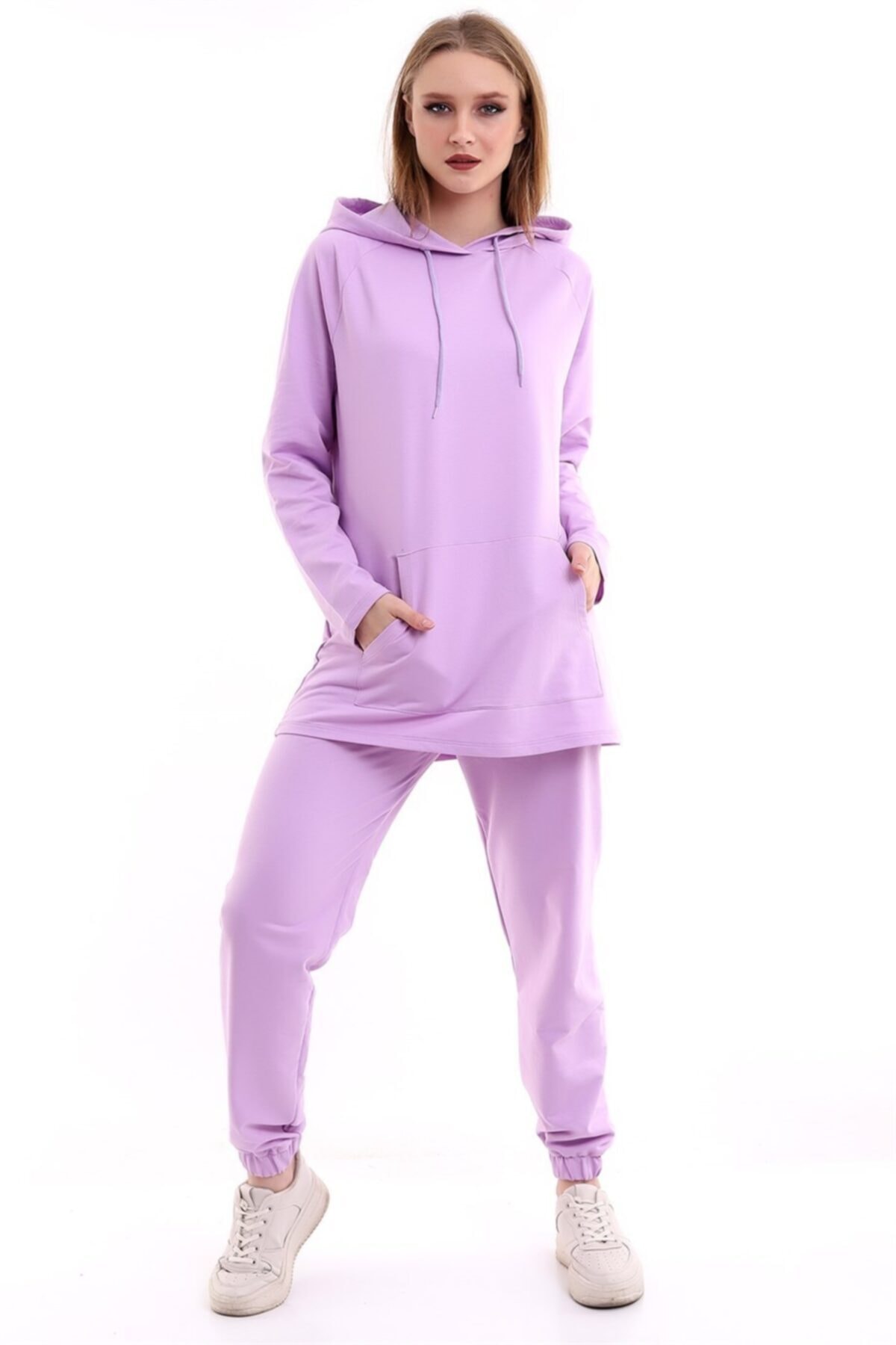 ESPİNA Kadın Lila Tunik Kapüşonlu Eşofman Takım