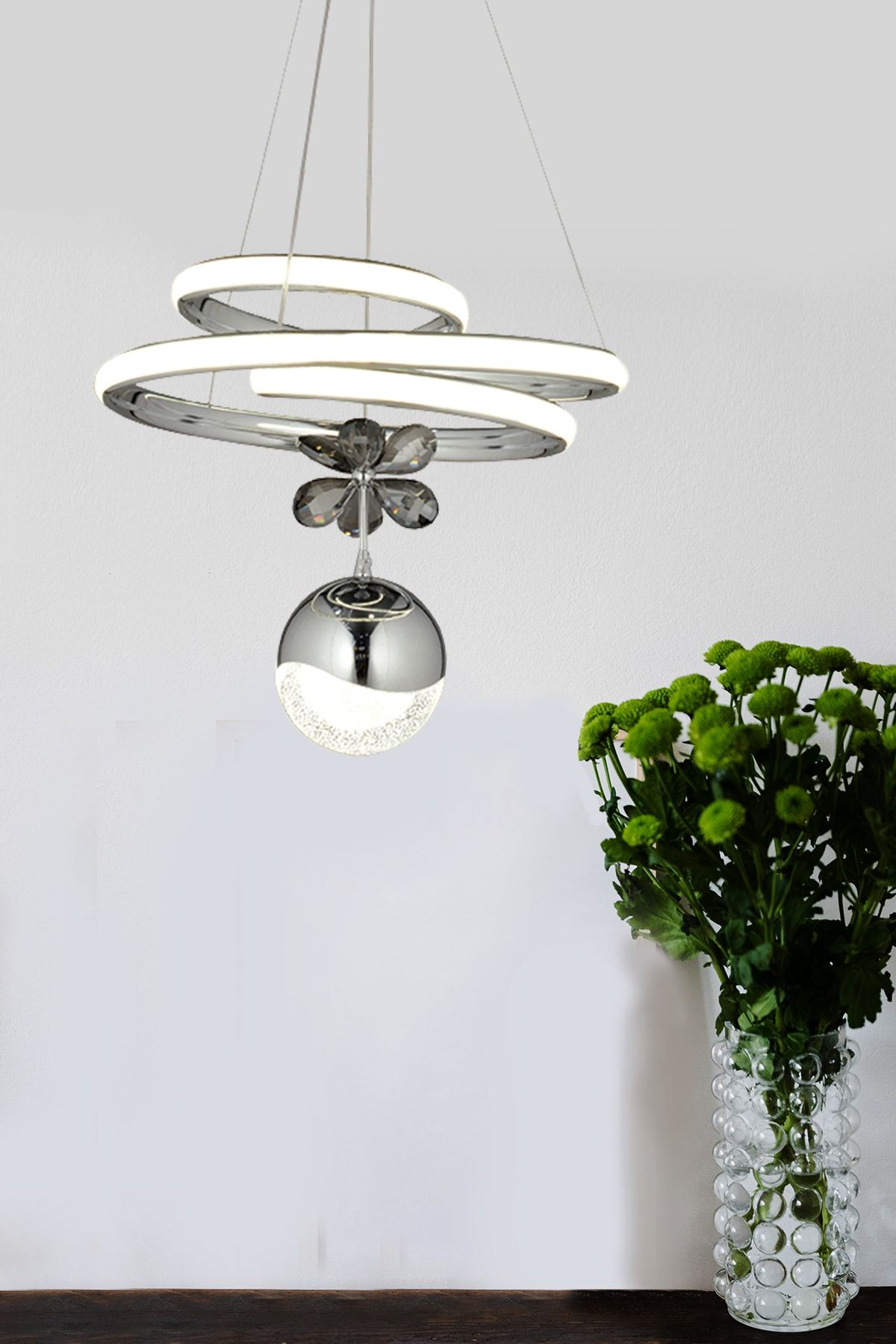 Luna Lighting Modern Luxury Sarkıt Led Avize Krom Tekli