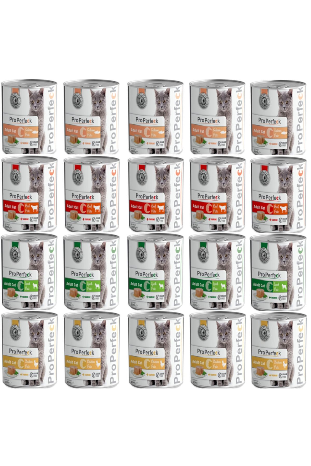 pro perfeck Tahılsız Karışık Tahılsız Taurinli Ezme Yetişkin Kedi Konservesi 400 Gr 20 Adet