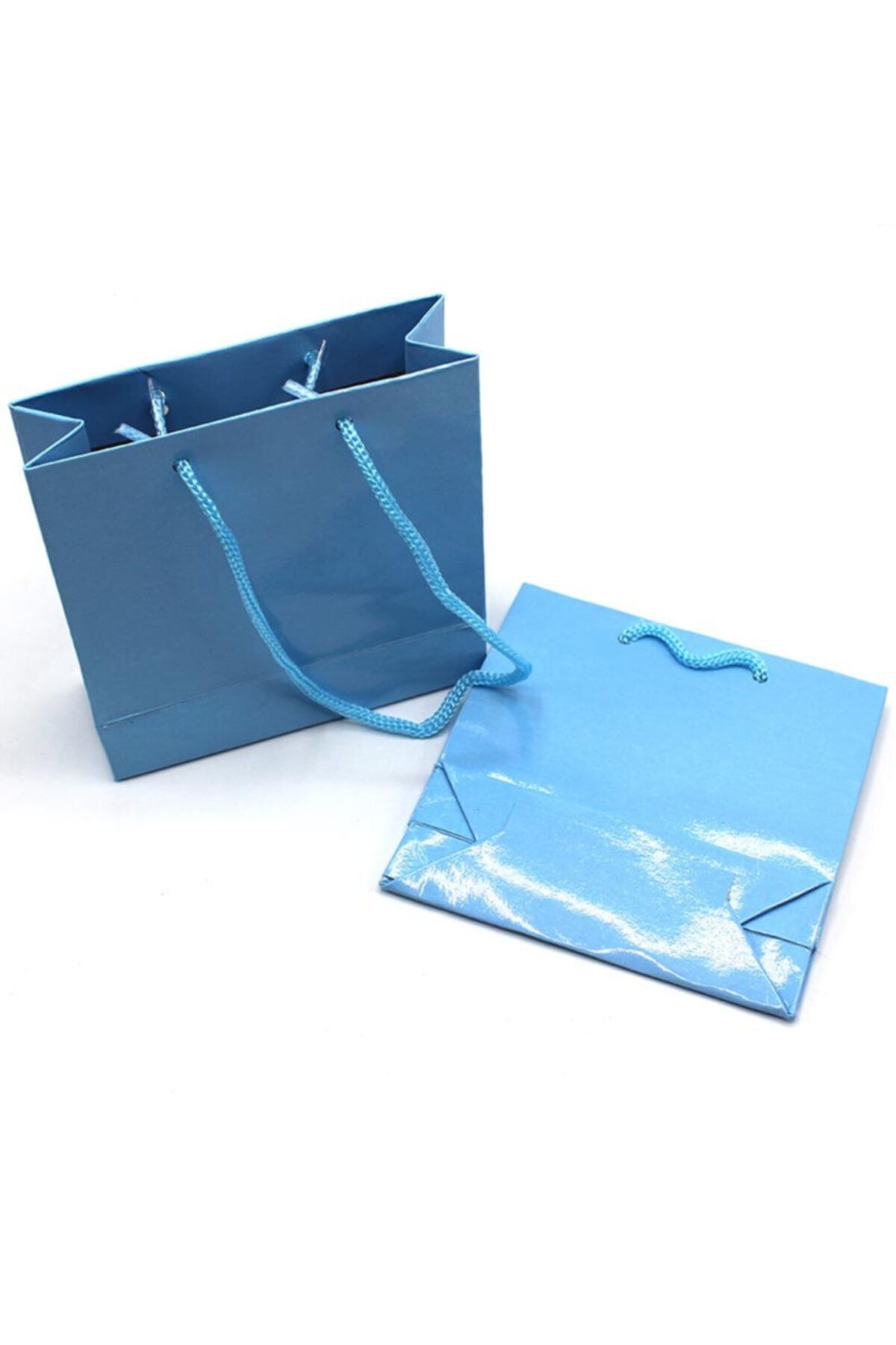 AKTEZEL Kağıt Çanta-25'li Paket-11*12 Ebat-mavi-parlak