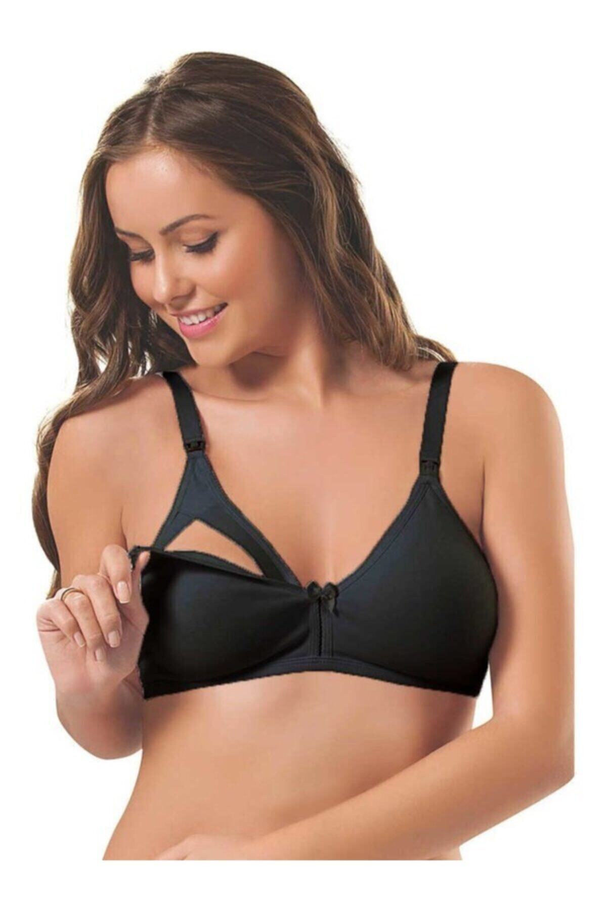 Elissa Kadın Siyah Organik Pamuklu Dikişsiz Emzirme Sütyeni -