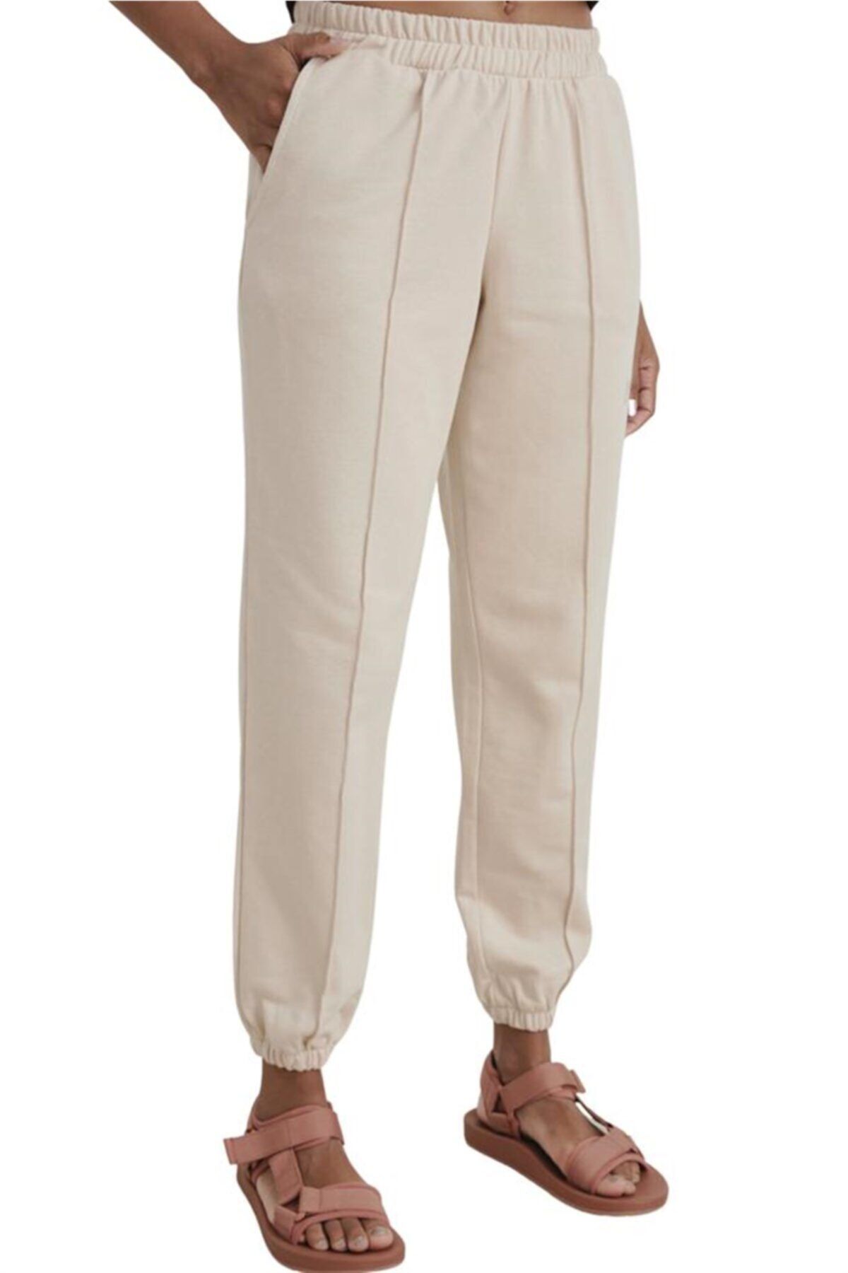 Curly Bej Içi Şardonlu Dikişli Jogger Pantolon