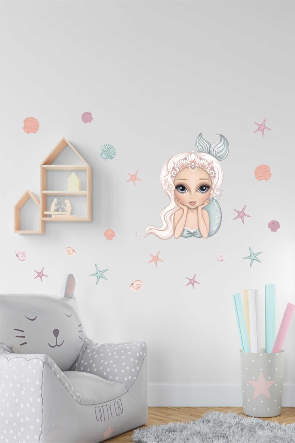 BK Decor Sevimli Deniz Kızı Çocuk Odası Duvar Sticker