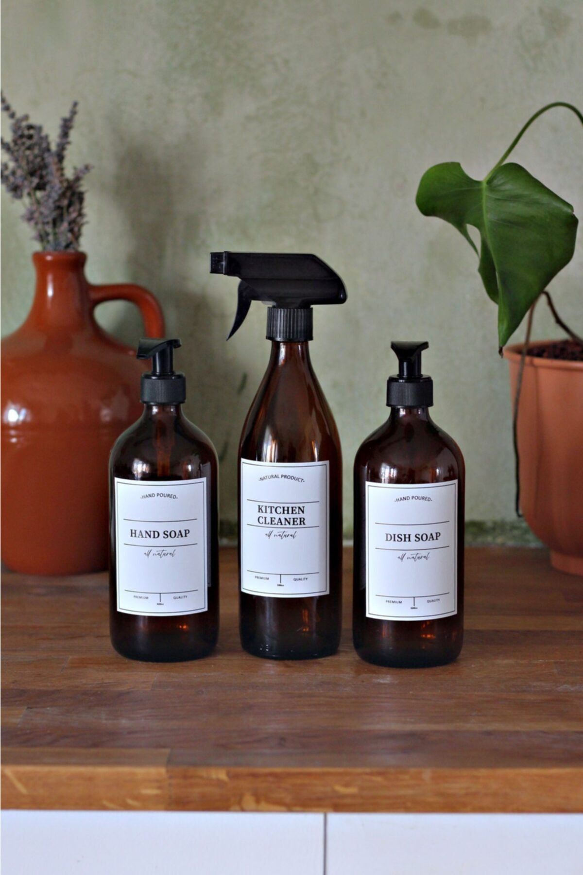 Harmoni Home 3 Adet 500 Ml Amber Kahverengi Cam Sabunluk Deterjanlık