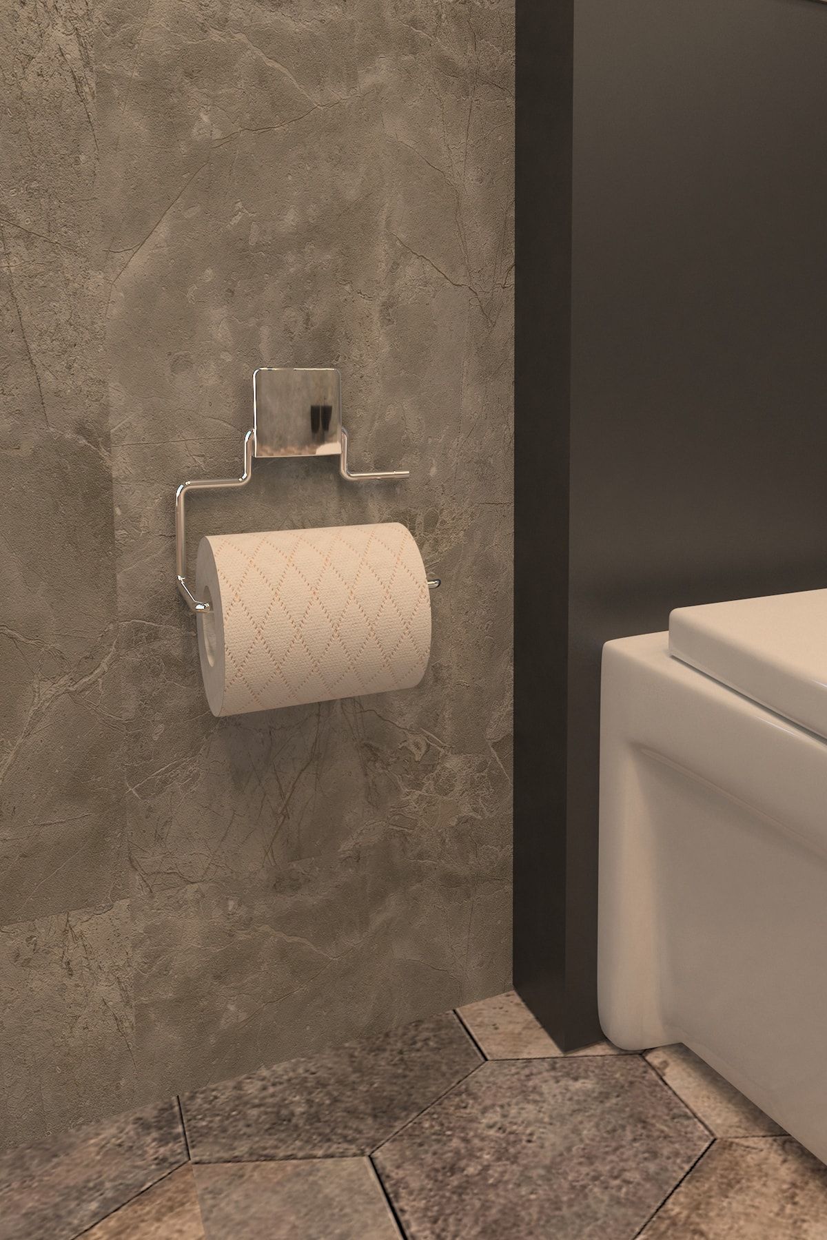 ASYA BAZAAR Güçlü Yapışkanlı Krom Açık Wc Kağıtlığı
