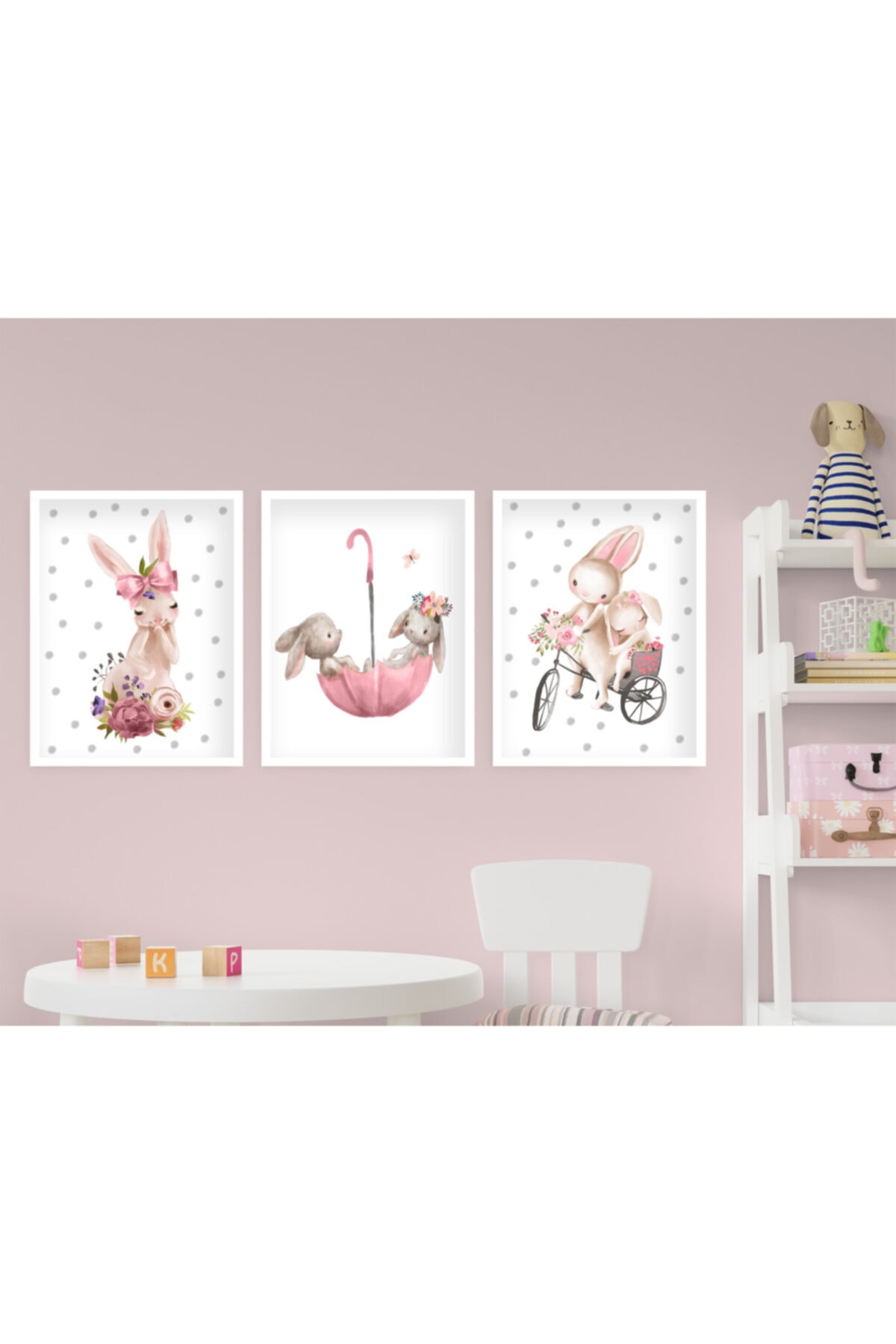 tablosetleri 3 Adet 30x 40cm Büyük Boy Çerçeveli Bebek, Çocuk Odası Tablo Seti