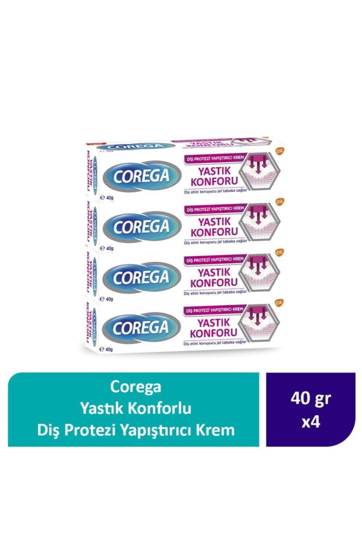 Corega Yastık Konforlu Diş Protezi Yapıştırıcı Krem X 4 Adet
