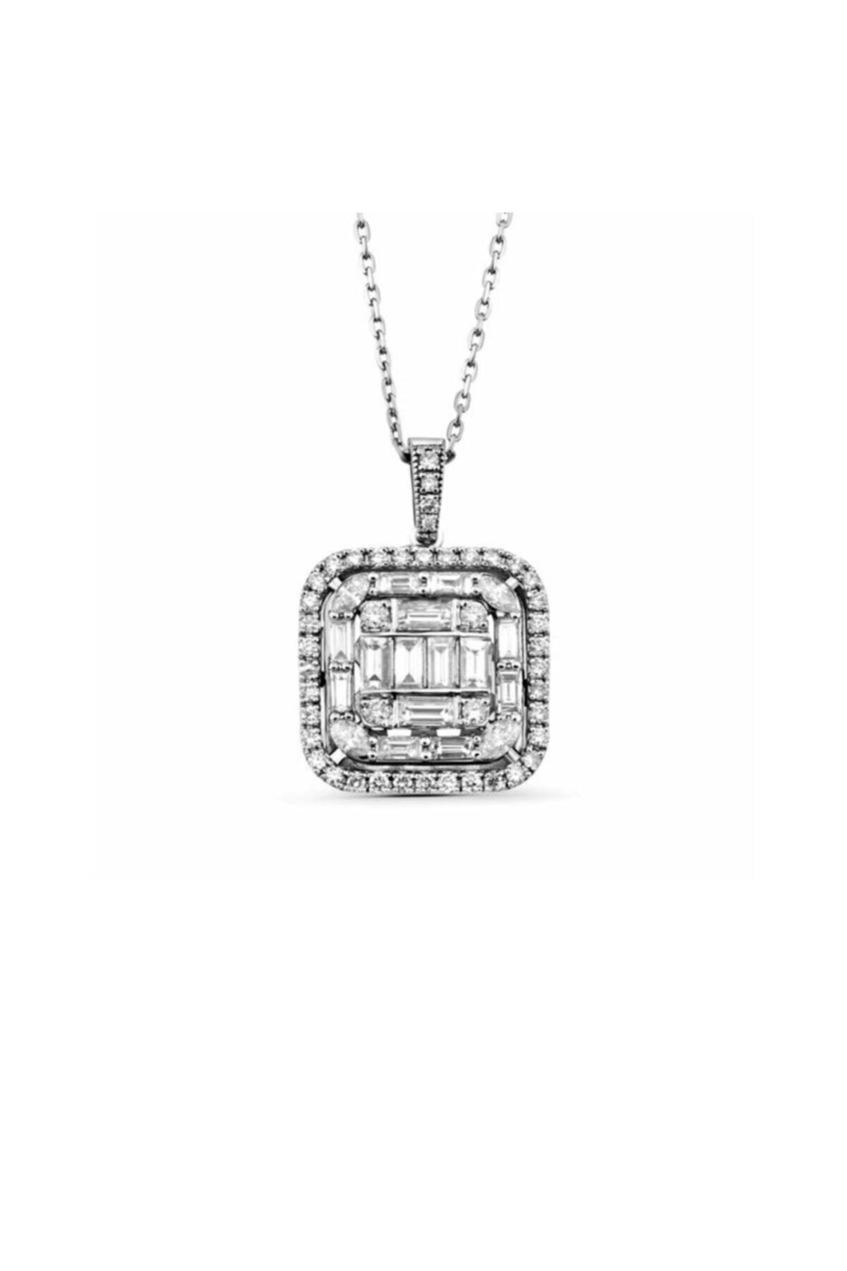 EnginGold 1.07ct Pırlanta Baget Kolye