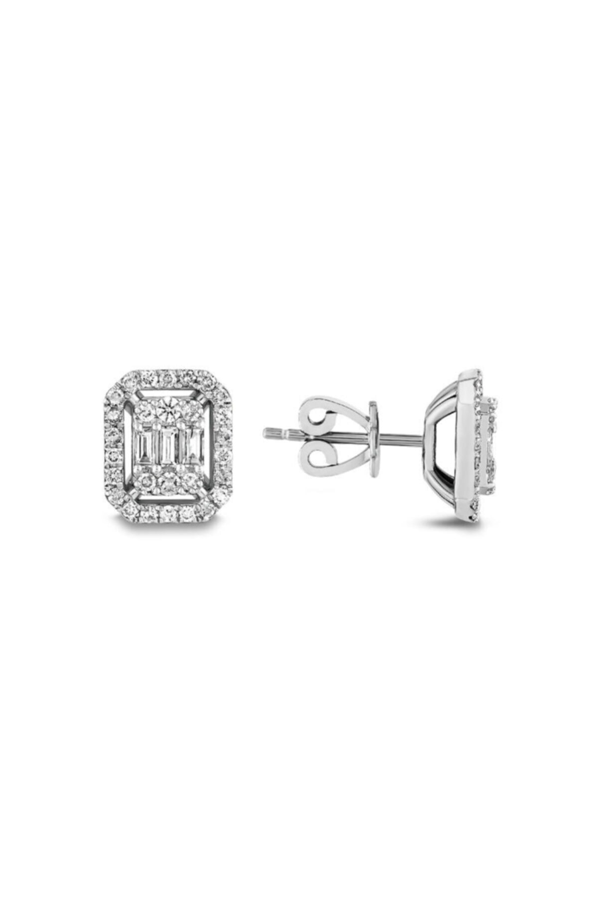 EnginGold 0.91ct Pırlanta Baget Küpe
