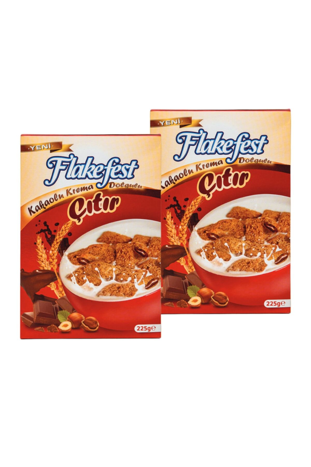 FLAKEFEST Kakao Krema Dolgulu Çıtır Gevrek 225 gr X 2