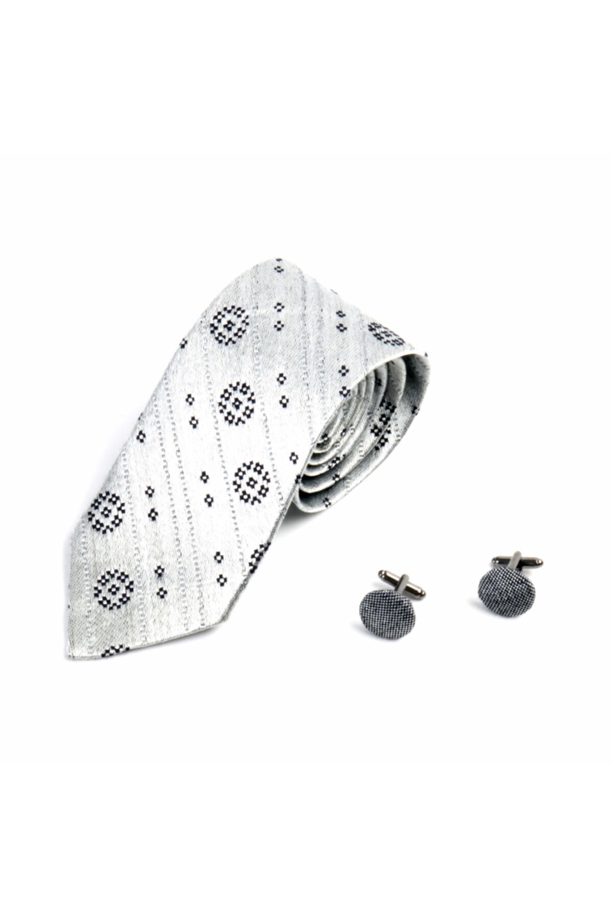 Kutnium Silk & Accessories Gümüş Kutnu Ipek Kravat