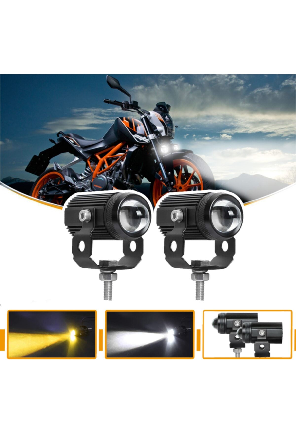 C9 Aotrom Shooter Sis Lambası Motosiklet LED Spot Işık Beyaz-Sarı