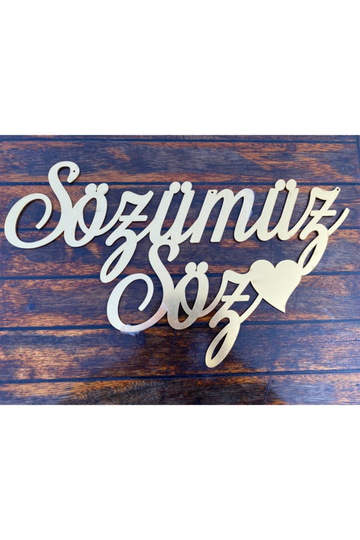 RetroLazer Pleksi Isimlik Sözümüz Söz 50 Cm Perde Tag Pano Gold
