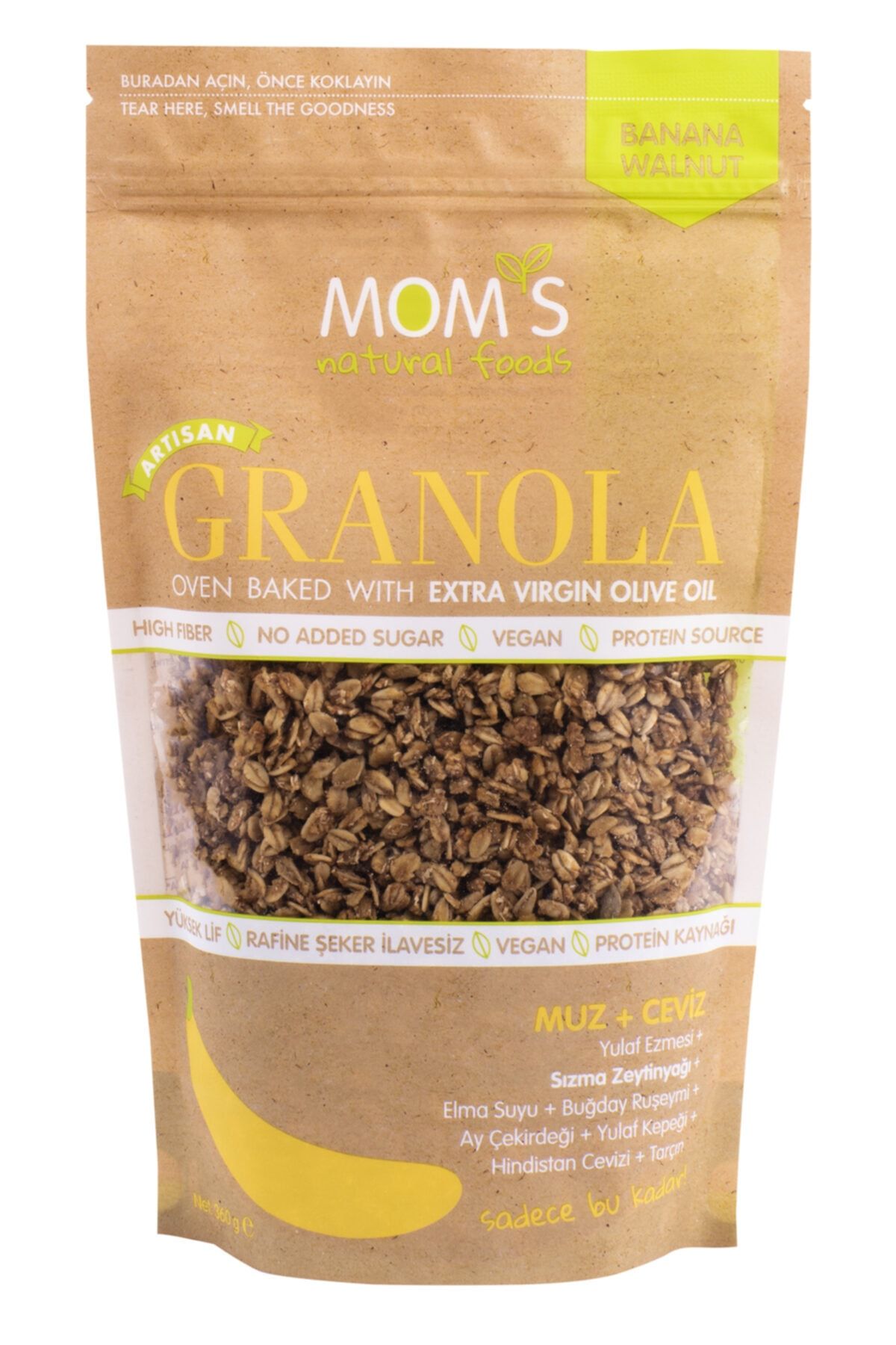 Mom's Natural Foods Muz Ve Cevizli Granola 360 gr