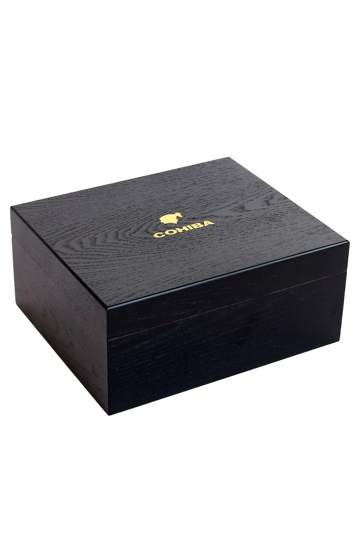 COHİBA Mat Siyah Humidor Puro Kutusu Ra99