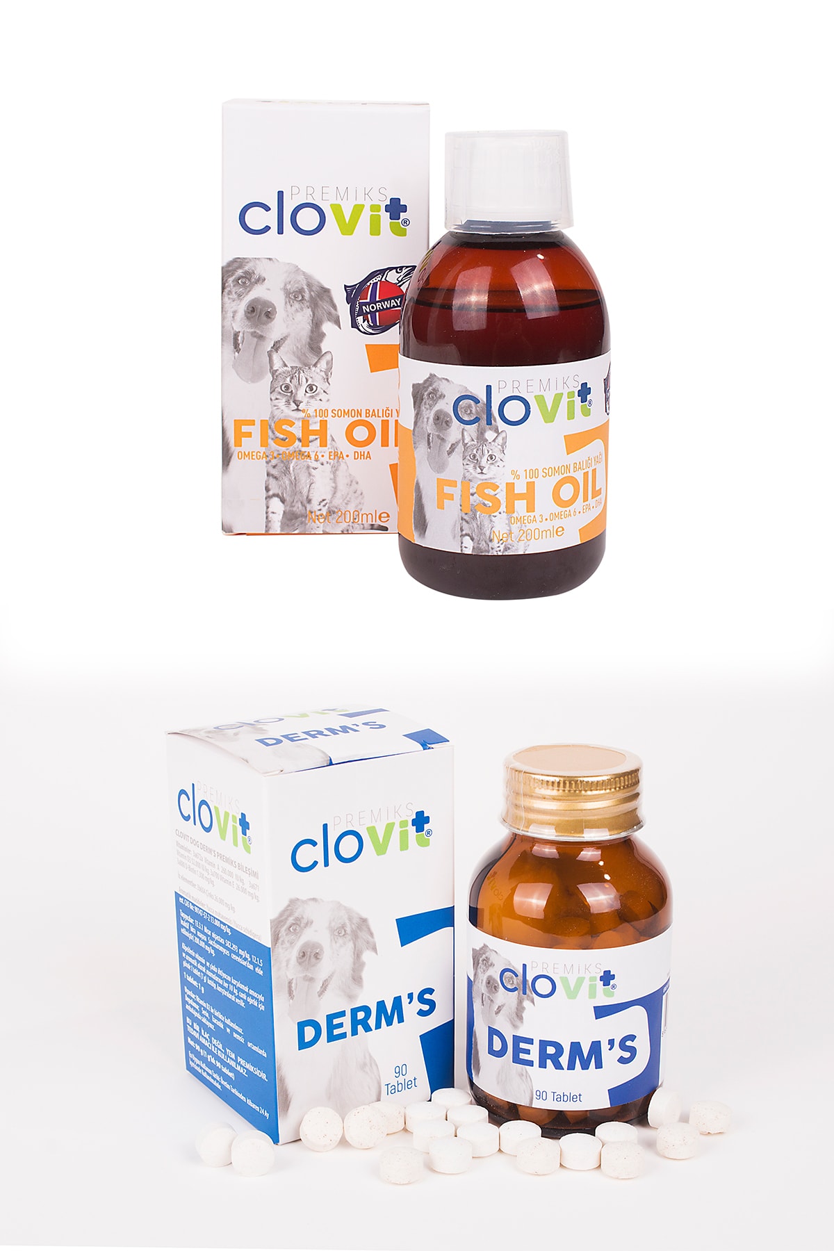 Clovit Dog Somon Balık Yağı  Dog Derm's Avantajlı 2'li Set 8680434202762