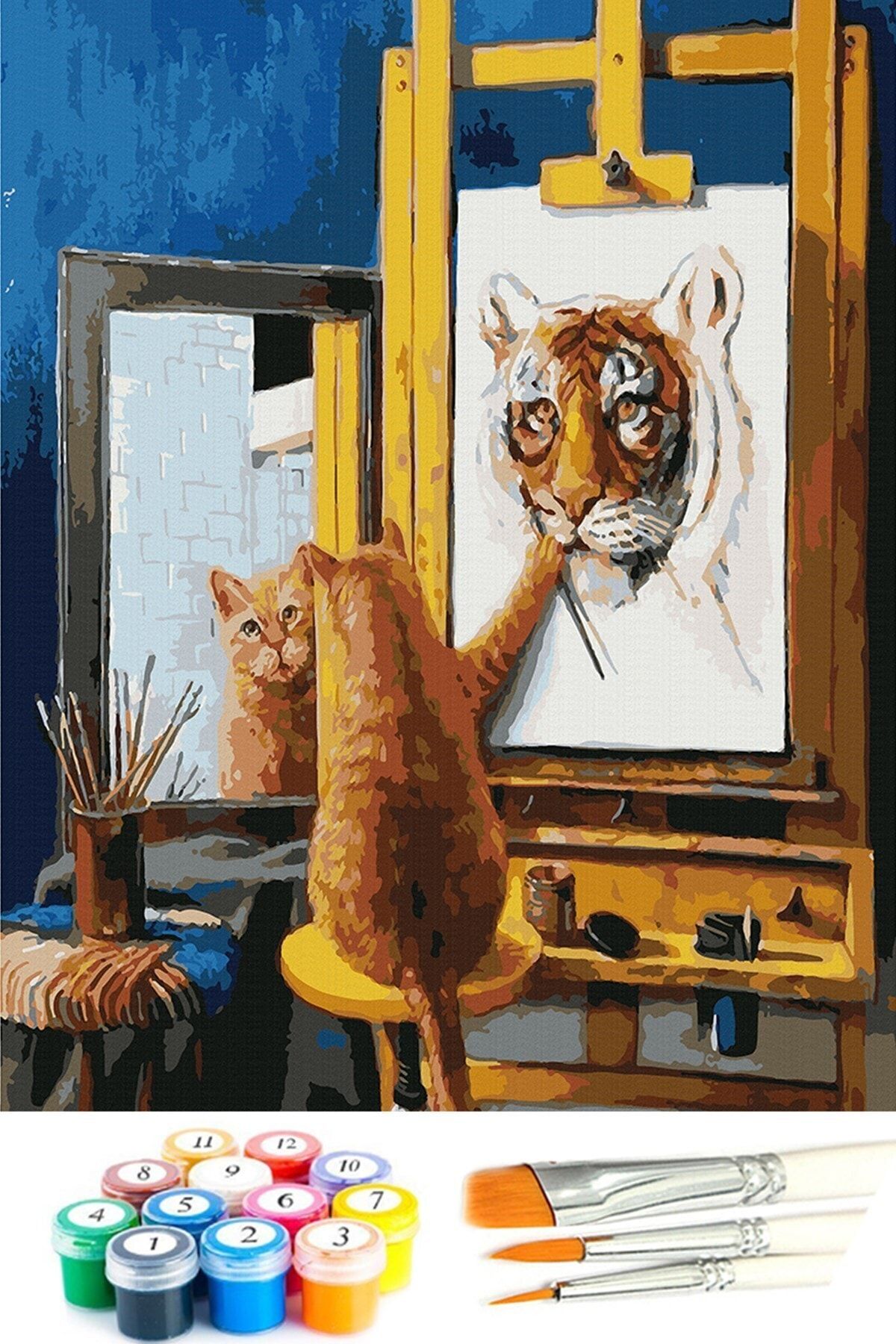 Carpuz Hobby Sayılarla Boyama Tablo Seti Ressam Kedi 40x50cm Kasnaklı