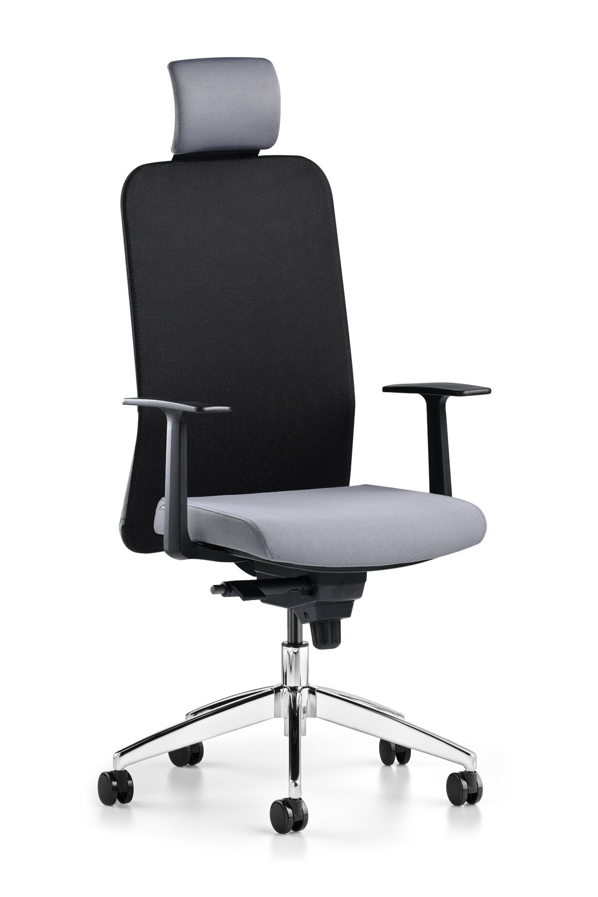 Bürotime Comfy Başlıklı Çalışma Koltuğu Sabit Kol Alüminyum Ayak Siyah Antrasit
